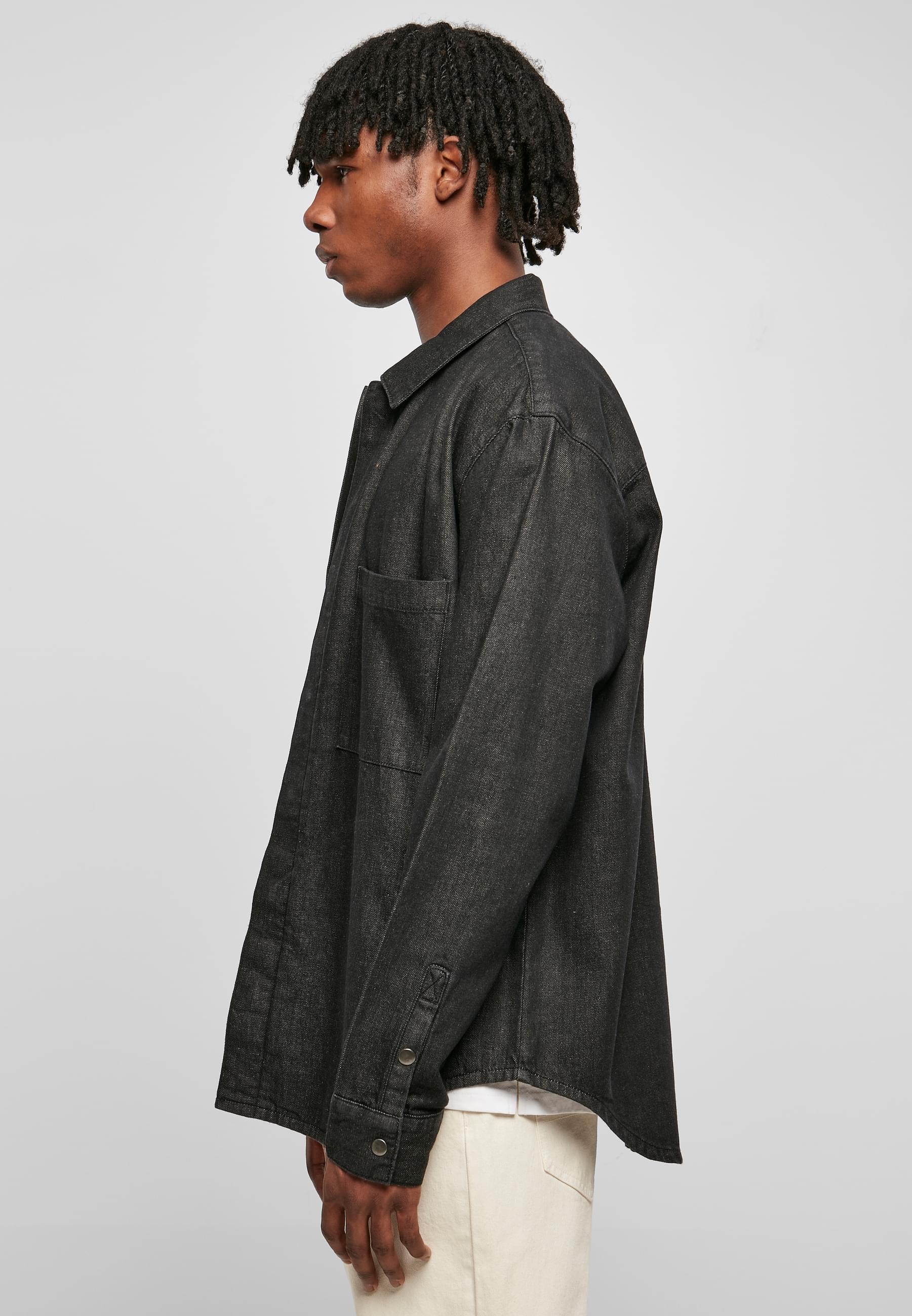 URBAN CLASSICS Langarmhemd »Urban Classics Herren Oversized Denim Pocket Shirt«, (1 tlg.)