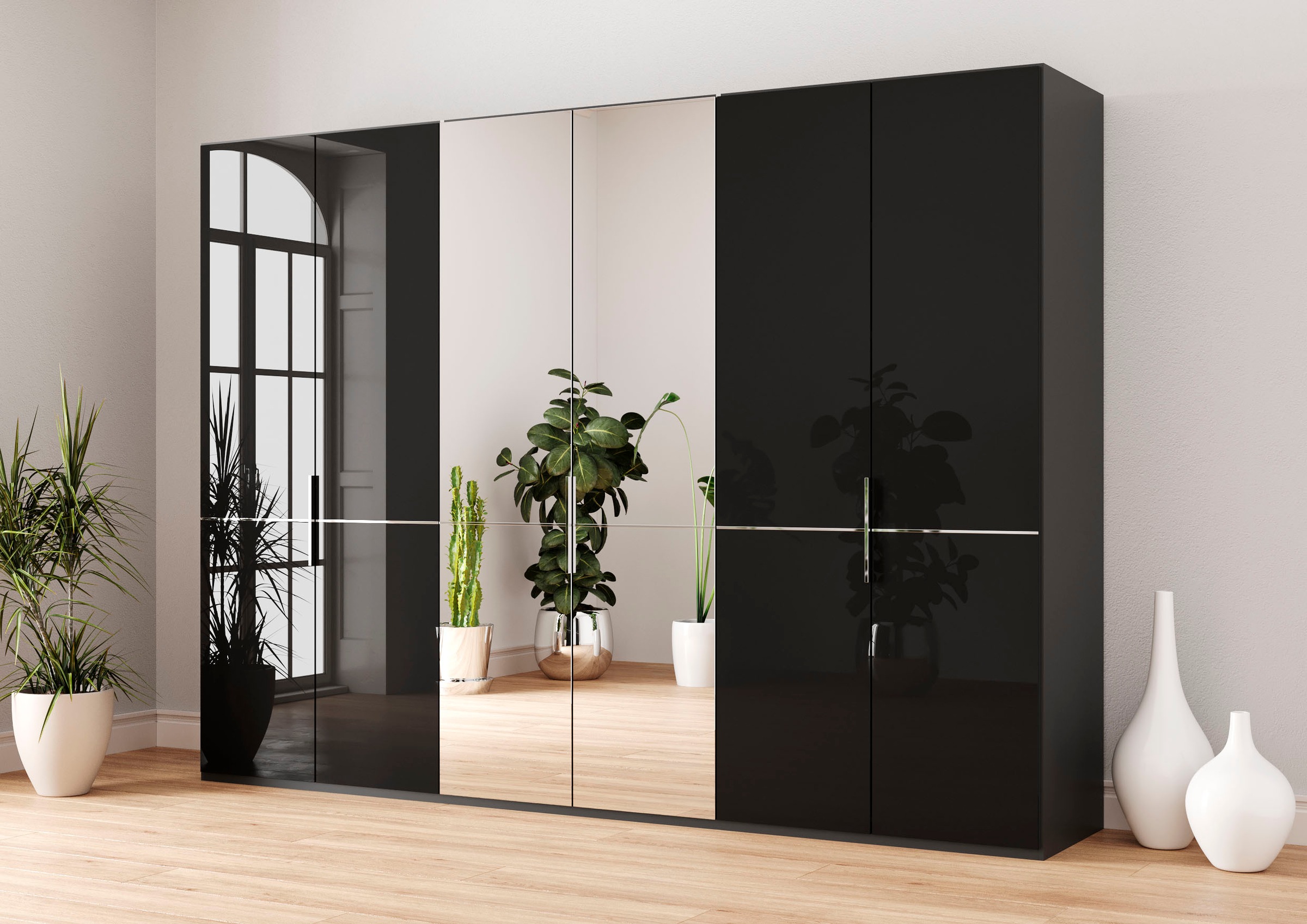 Musterring Kleiderschrank "Imola W" inkl. Einlegeböden und Kleiderstangen, mit Glas- und Spiegeltüren