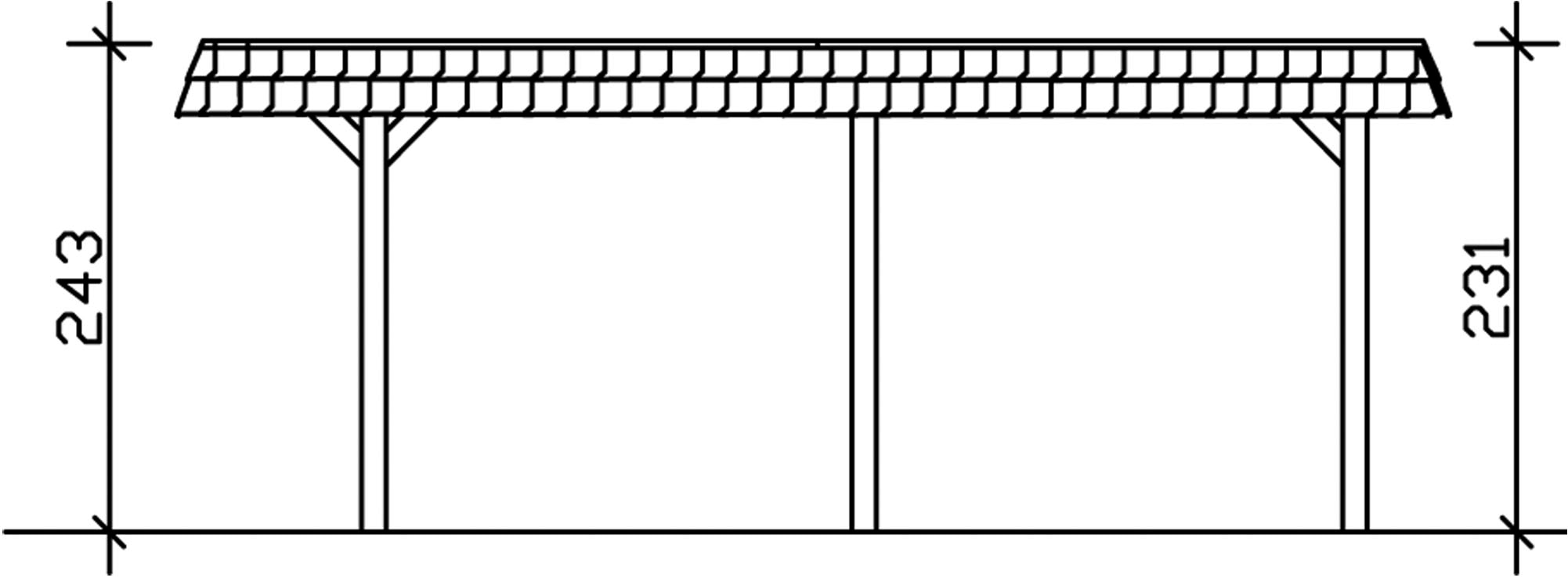 Skanholz Einzelcarport »Wendland«, Leimholz-Fichte, 291 cm, Schiefergrau, mit EPDM-Dach, rote Blende