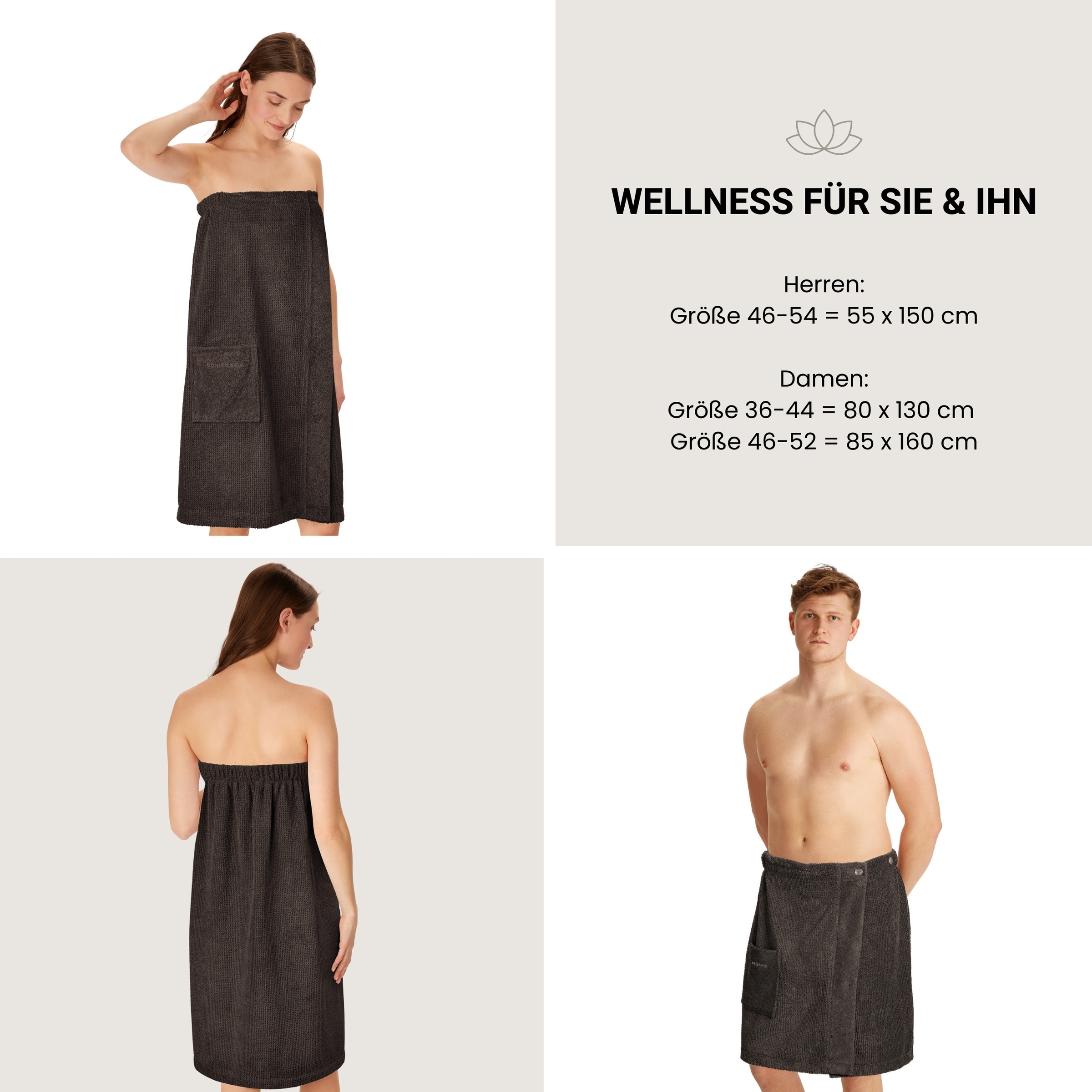 Schiesser Sarong »Saunakilt Turin für Damen in angesagter Reiskornoptik« 1 Stk. tlg., Made in Green