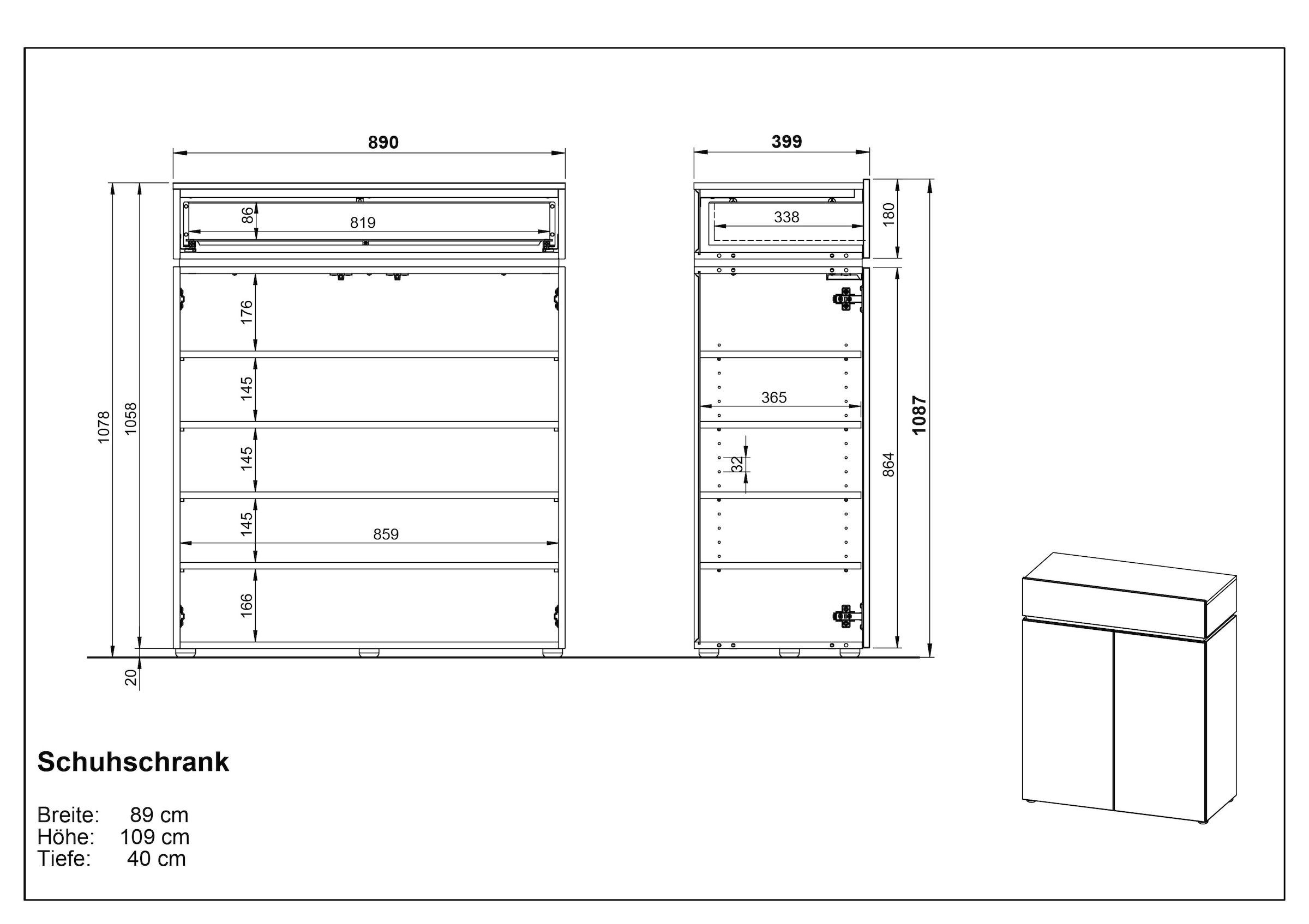 GERMANIA Schuhschrank »Arluno« 1 Stk. tlg. Mit Push-to-open Technik