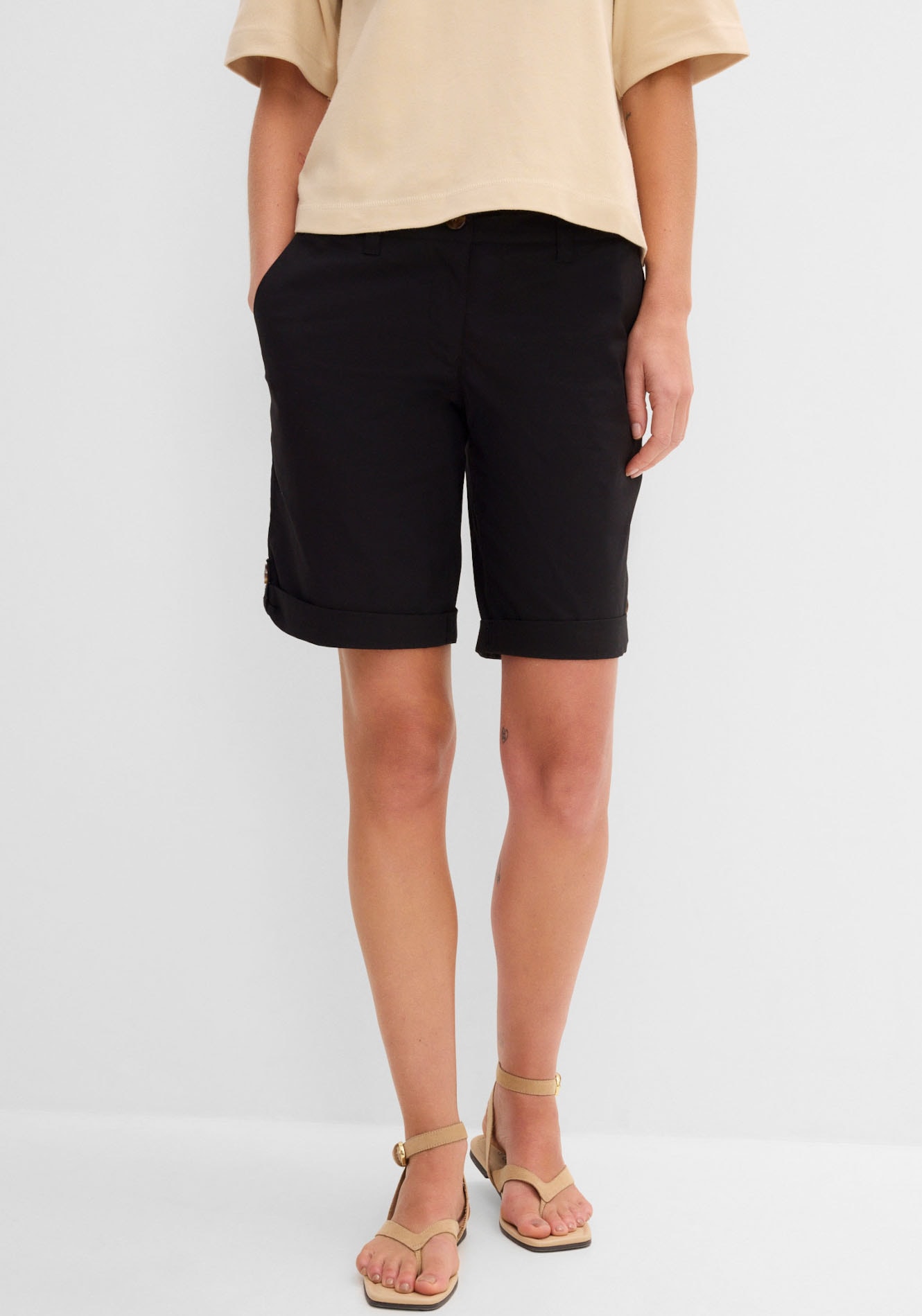 bonprix Bermudas "Stretch Bermuda" mit krempelbaren Beinen, Regular Fit