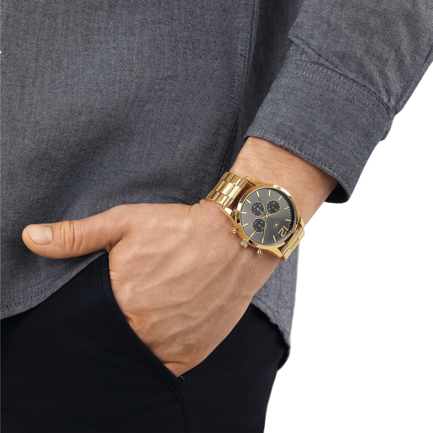 TOM TAILOR Chronograph Quarzuhr, Armbanduhr, Herrenuhr, Edelstahlarmband, analog