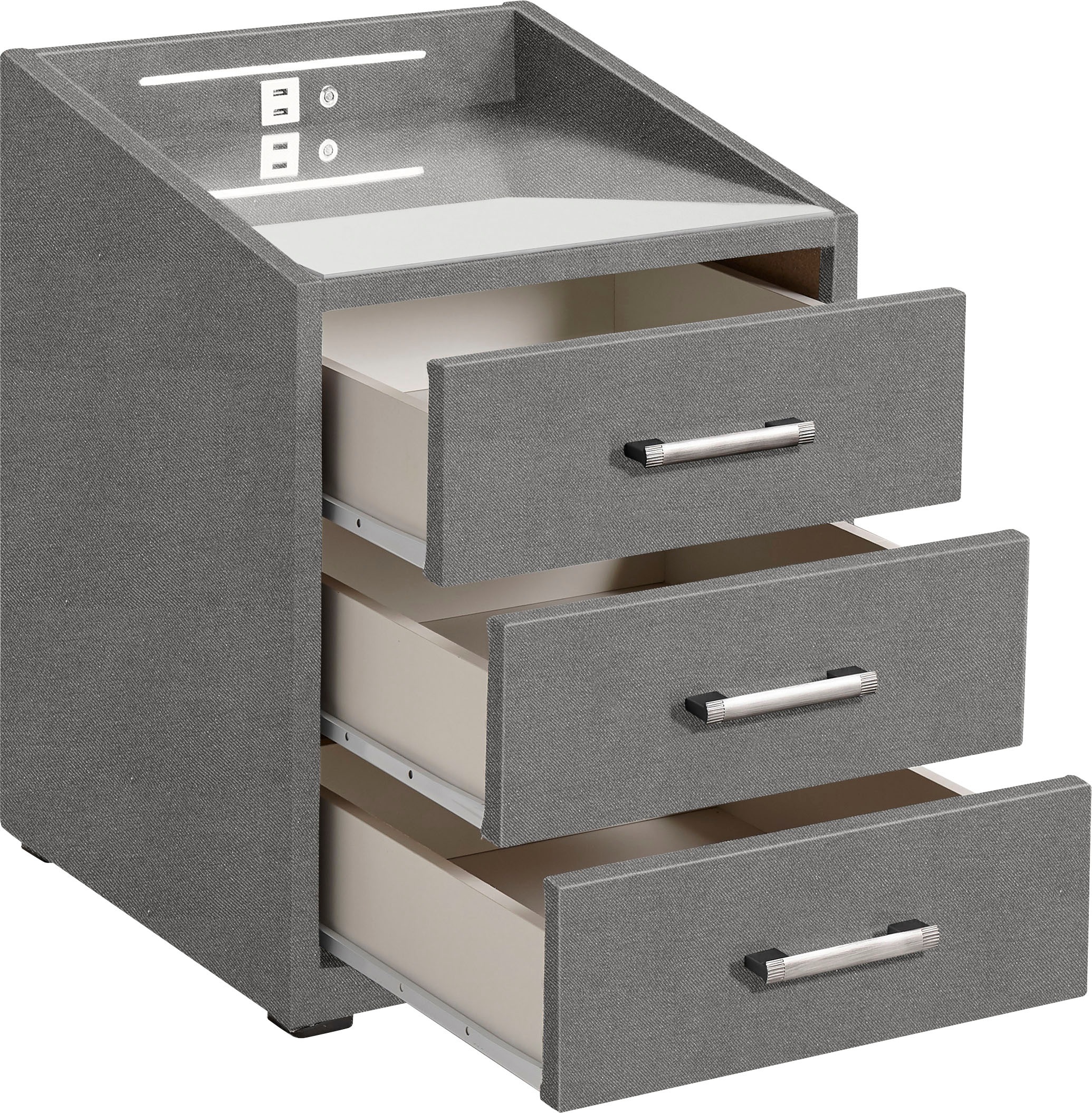 ED EXCITING DESIGN Moon Nightstand with LED Lighting & USB 2