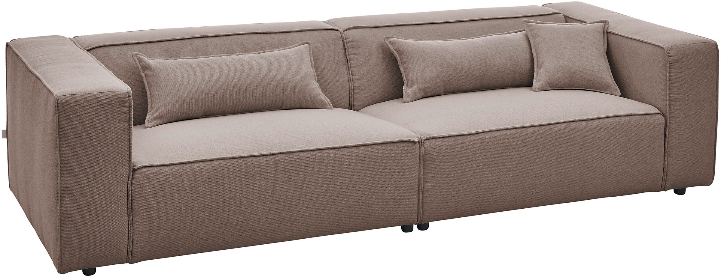LeGer Home by Lena Gercke 3-Sitzer »PIARA, Couch mit Kedernaht, Sofa in Cord oder Leinenoptik«, schwarze Füße, bequemer Sitzkomfort