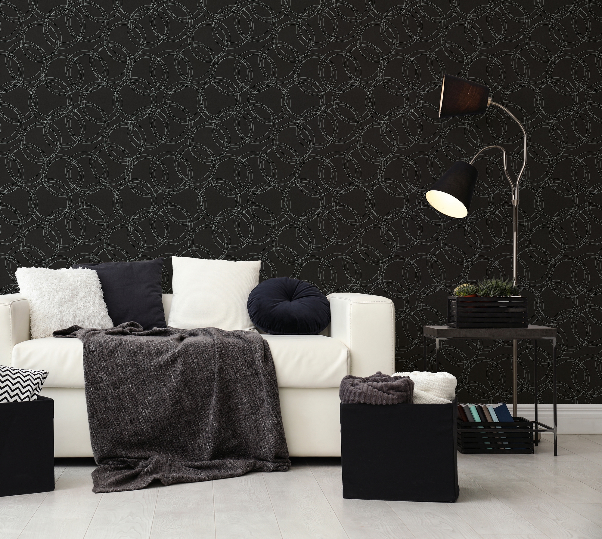 A.S. Création Vliestapete "Attractive 3 Kreise" Mit Punkten aufgeschäumt Metallic, leichter Glanz, fein strukturiert