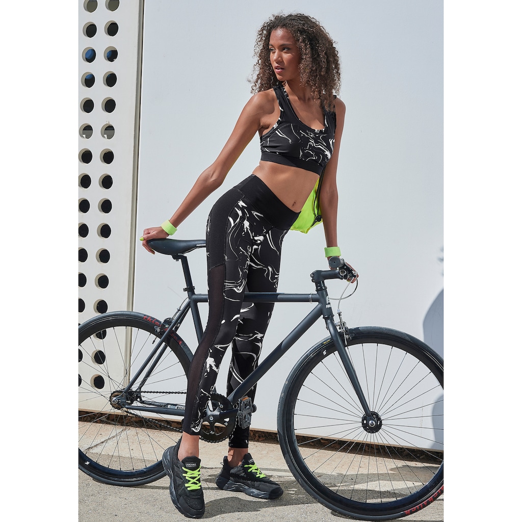 LASCANA ACTIVE Funktionsshirt »-Sporttop Black Marble«, mit Racerback und Mesh