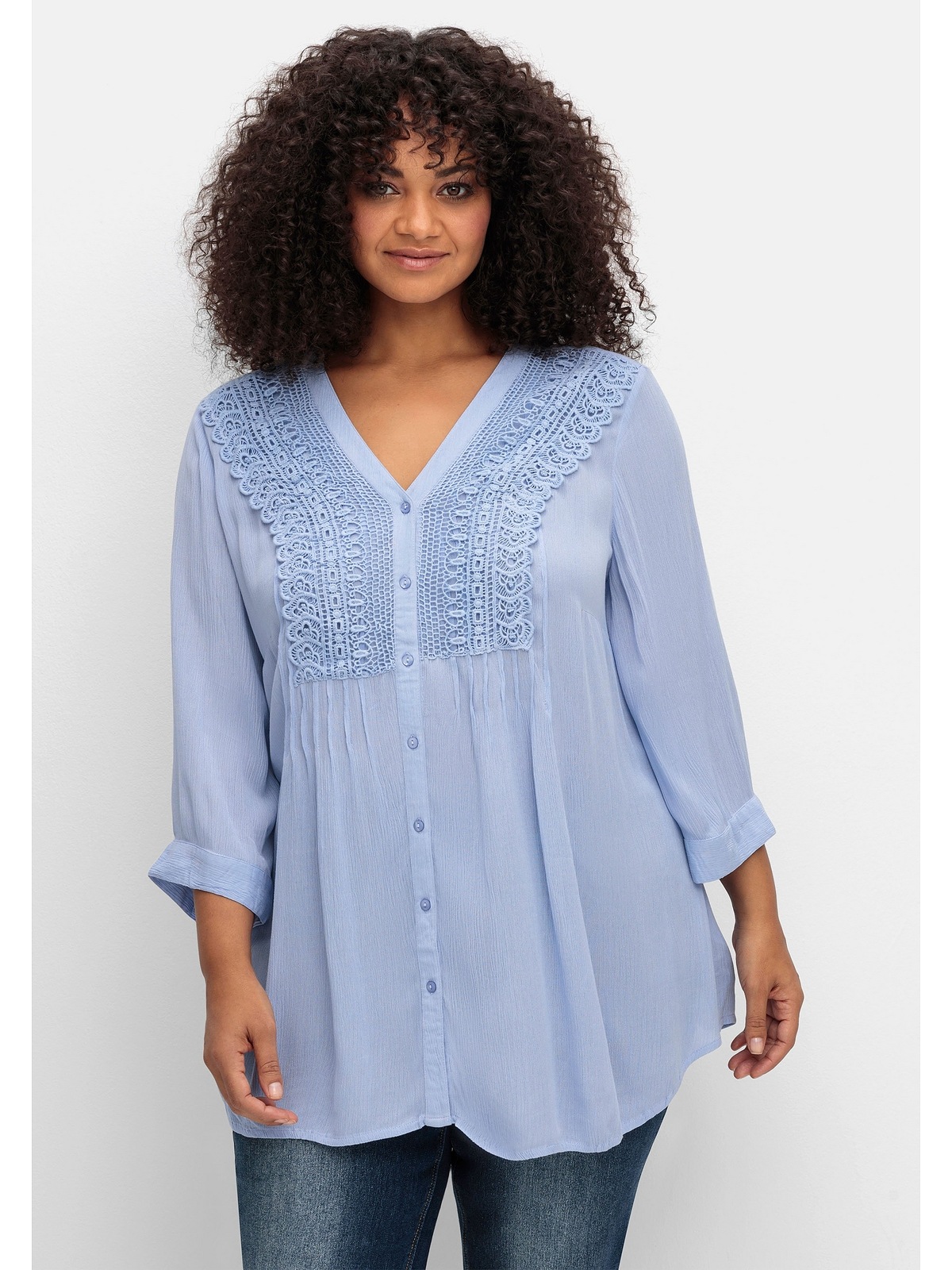 sheego by Joe Browns Longbluse "Große Größen", mit Häkelspitze und Biesen günstig online kaufen