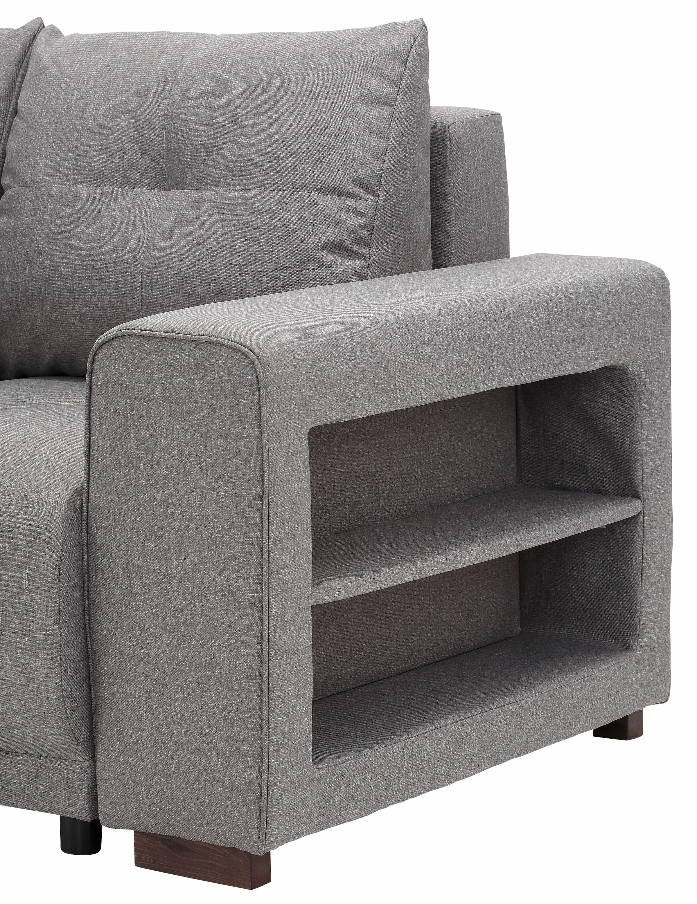 Home affaire Ecksofa »Viborg L-Form«, mit Regal in der Armlehne, wahlweise mit Bettfunktion