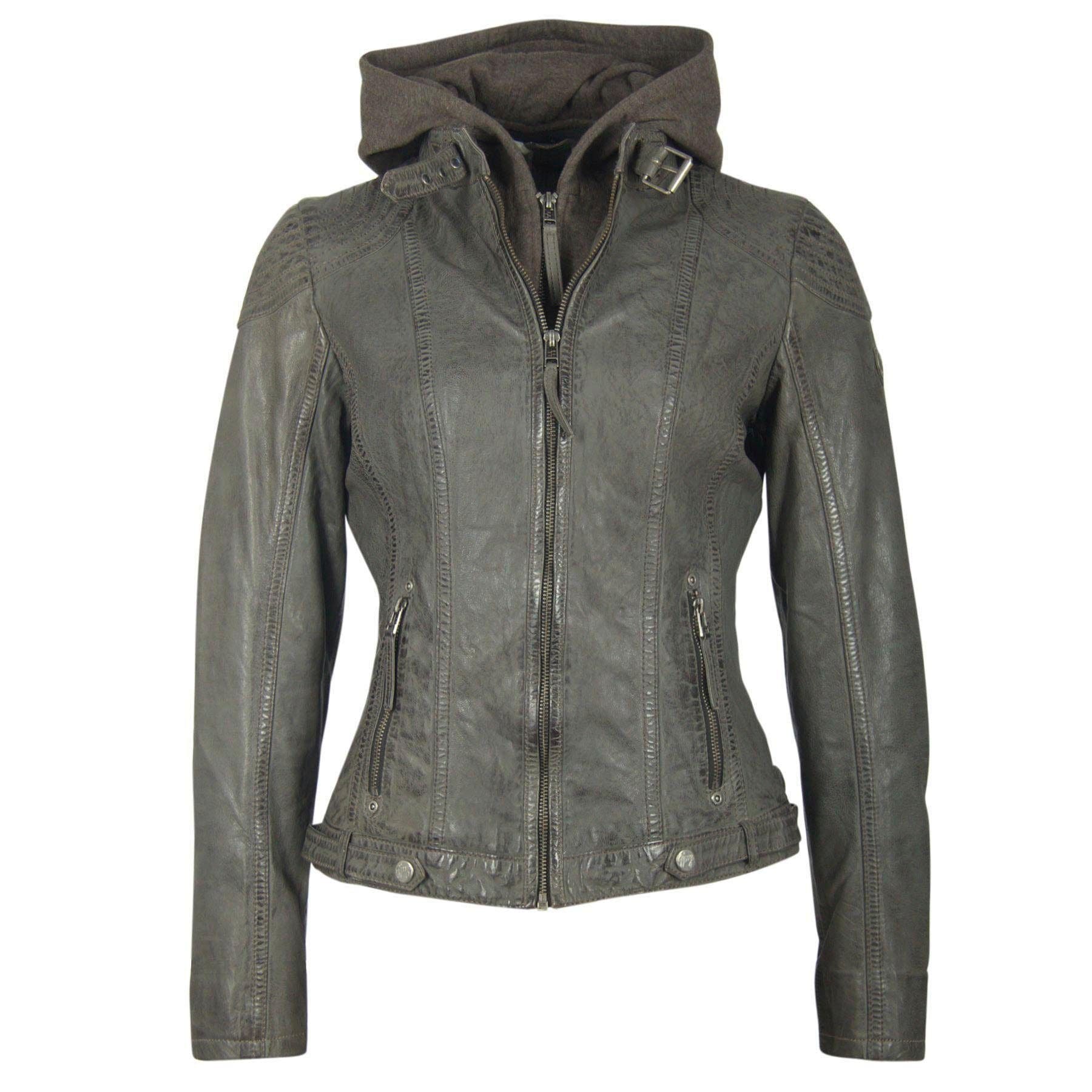 Mauritius Lederjacke "CASEY", mit Kapuze, mit abnehmbarem Kapuzen-Sweateinsatz & aufwendigen Biker-Details