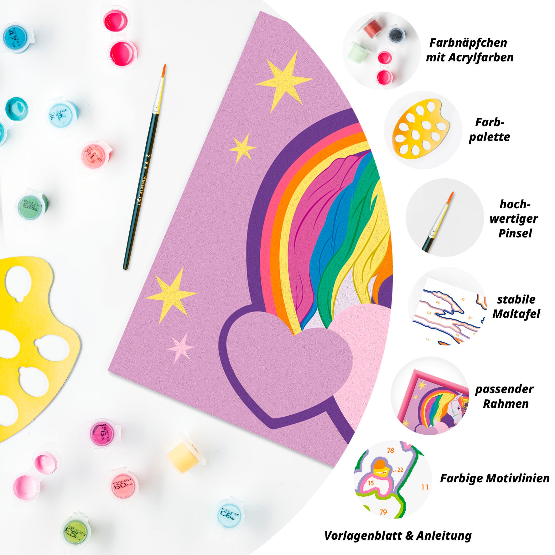 Ravensburger Malen nach Zahlen »CreArt, Malen nach Zahlen, Kinder, Unicorn Academy - Sophia & Wildstar«, Made in Europe