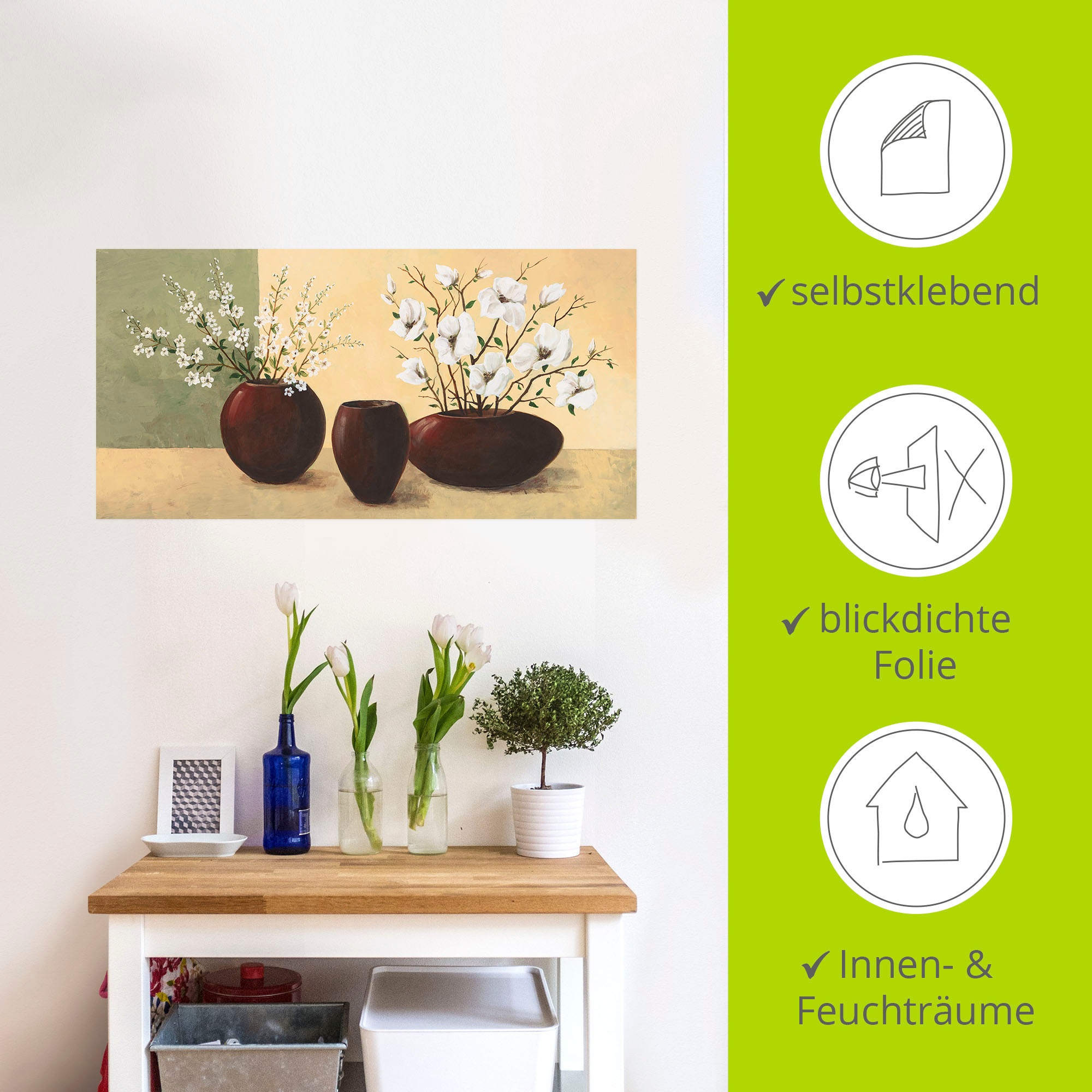 Artland Wandbild »Magnolien«, Vasen & Töpfe, (1 St.), als Alubild, Outdoorbild, Leinwandbild, Poster, Wandaufkleber