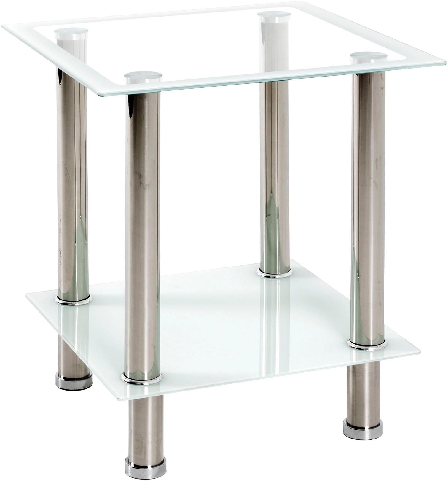 HAKU Beistelltisch "Sofatisch, Wohnzimmertisch" 1 Stk. tlg. quadratisch - aus Edelstahl Silber B/T/H 40/40/46 cm