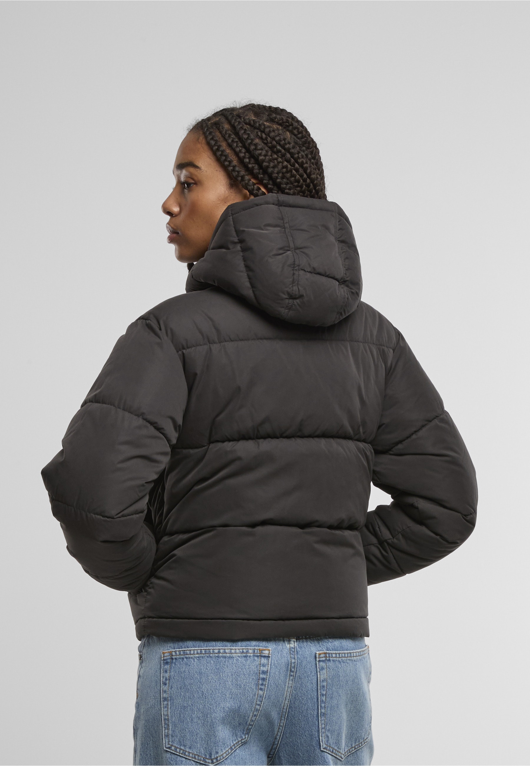 URBAN CLASSICS Winterjacke »Urban Classics Ladies Peached Puffer Jacket With Hood« 1 Stk. tlg. mit Kapuze