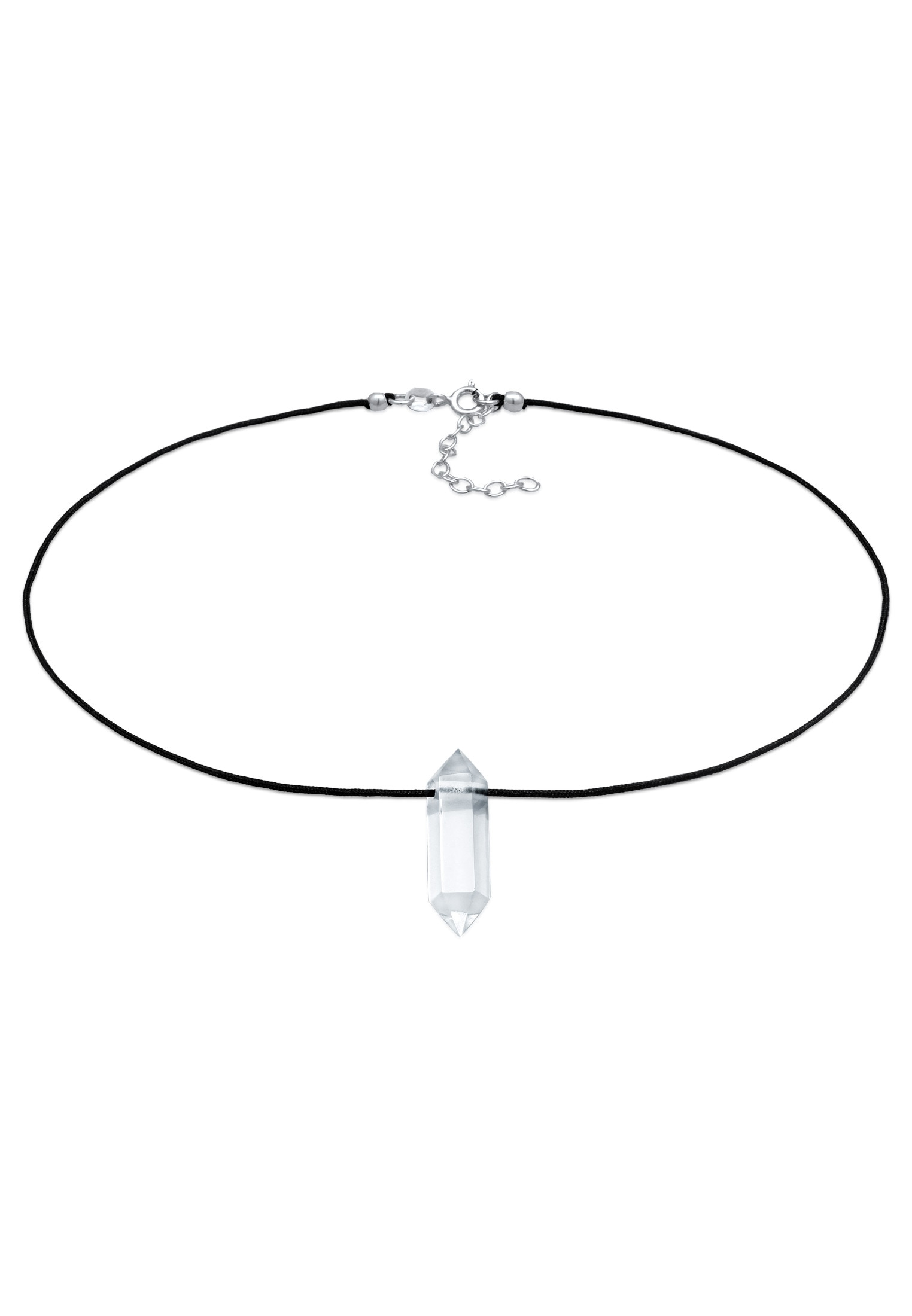 ELLI PREMIUM Damen Choker "Halskette Choker Nylon Kristallspitze 925 Silber", ohne Stein, Silber 925 (Sterlingsilber), schwarz, Silber 925