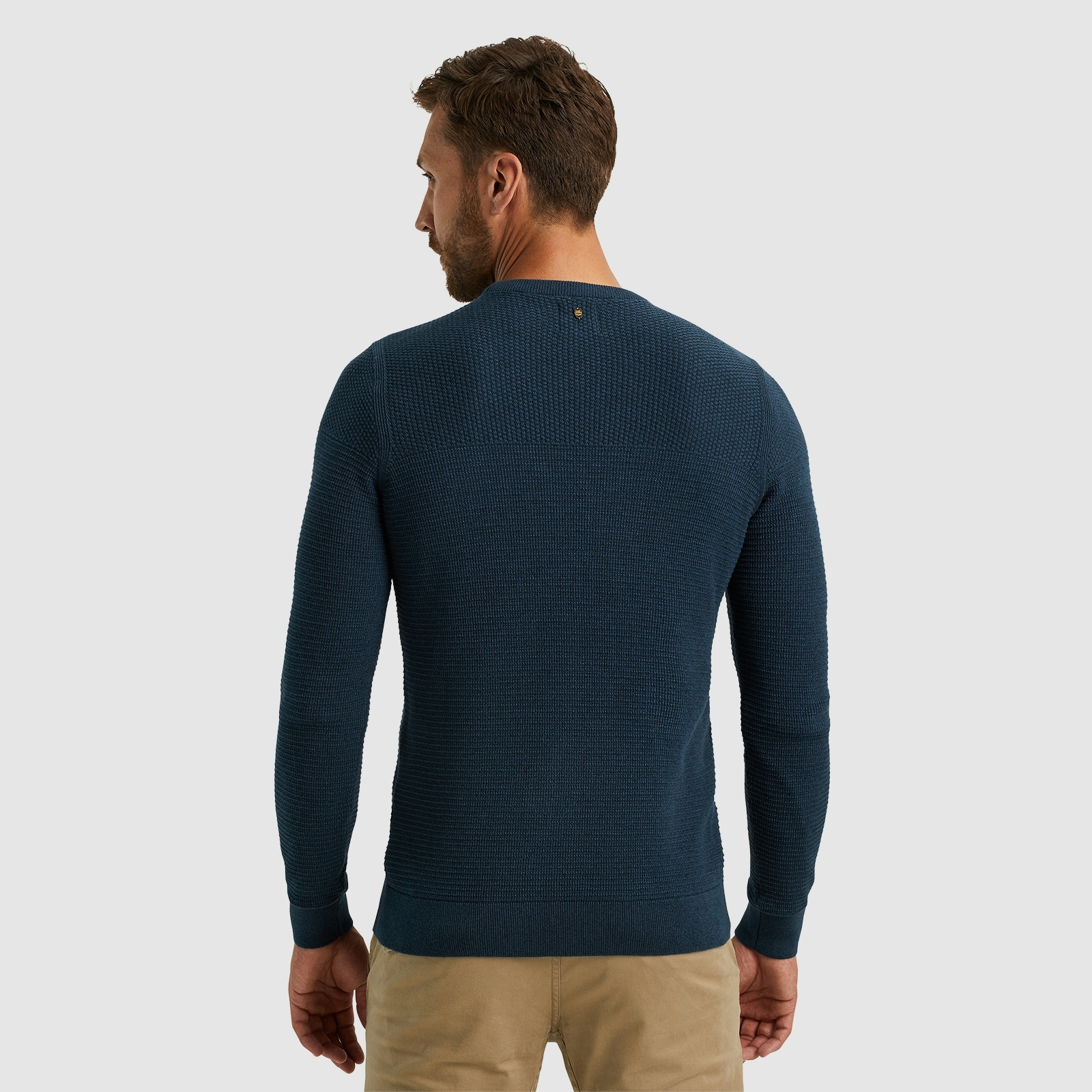 PME LEGEND Rundhalspullover »Crewneck collar cotton mouline«, mit Logostickerei