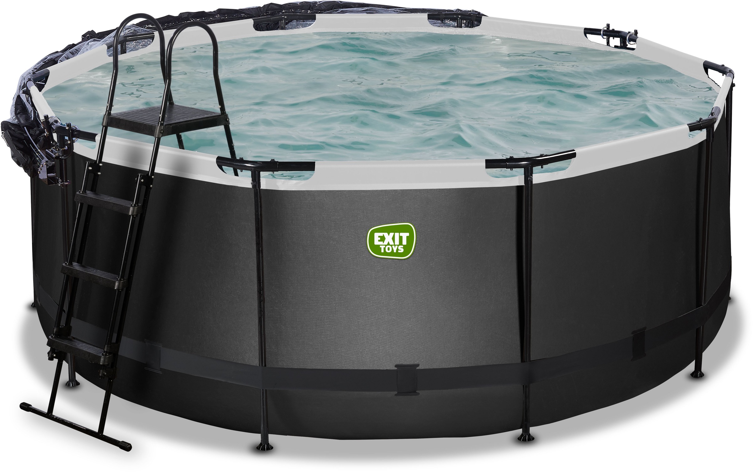 EXIT Framepool »»Black Leather Pool««, (Set), mit Sandfilterpumpe und Abdeckung und Zubehörset - schwarz