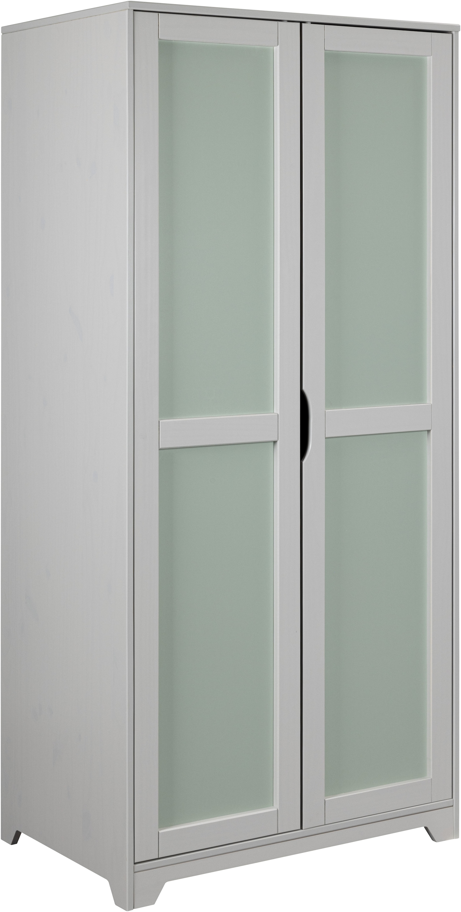 Inter Link Drehtürenschrank "Prati, Kleiderschrank Kiefer Massivholz hellgrau/salbeigrün, 2 Türen" 1 Stk. tlg. grifflos, modern, ideal für Kinderzimmer, BxTxH: 92 x 59,50 x 205 cm