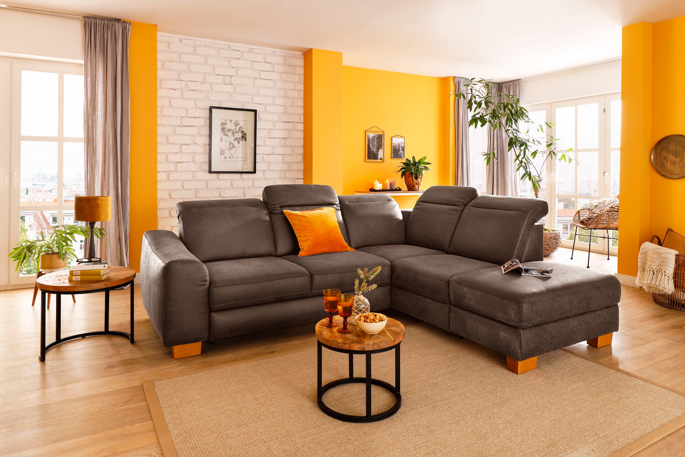 Home affaire Ecksofa »Dundee L-Form«, wahlweise mit Kopfteilverstellung und zusätzlich mit Bettfunktion