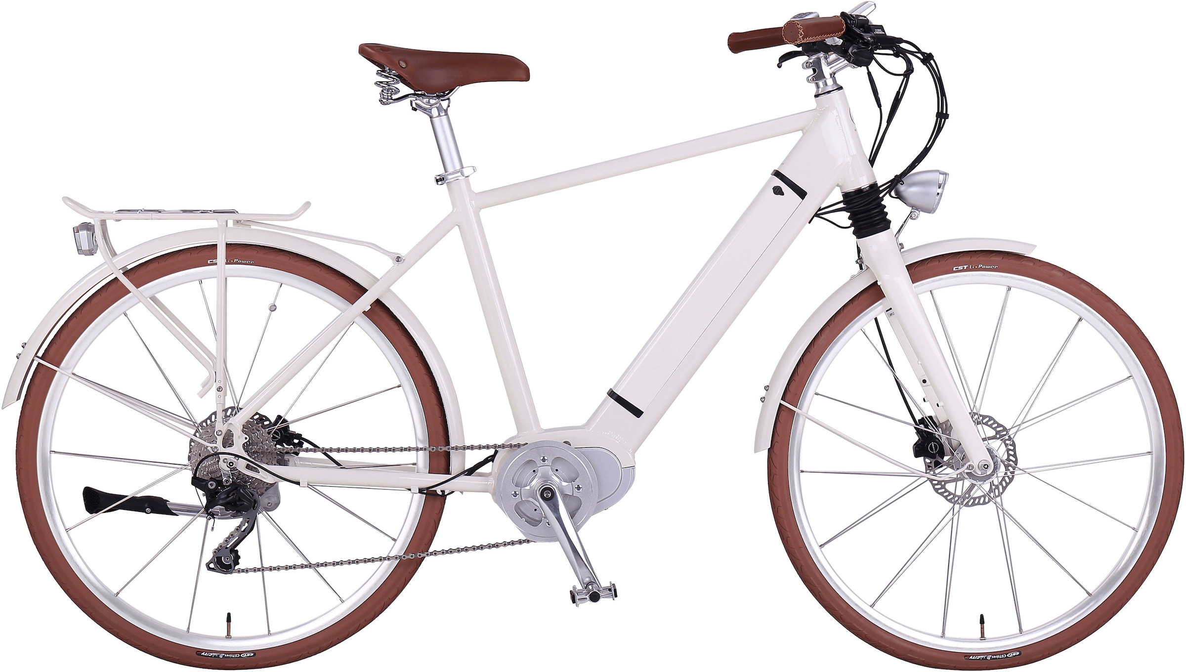 eGO Movement E-Bike "Classic 25 Cäsar Herren 54 cm Weiß 28"", 10 Gang, Shimano, Deore, Mittelmotor 250 W, Pedelec, Elekt