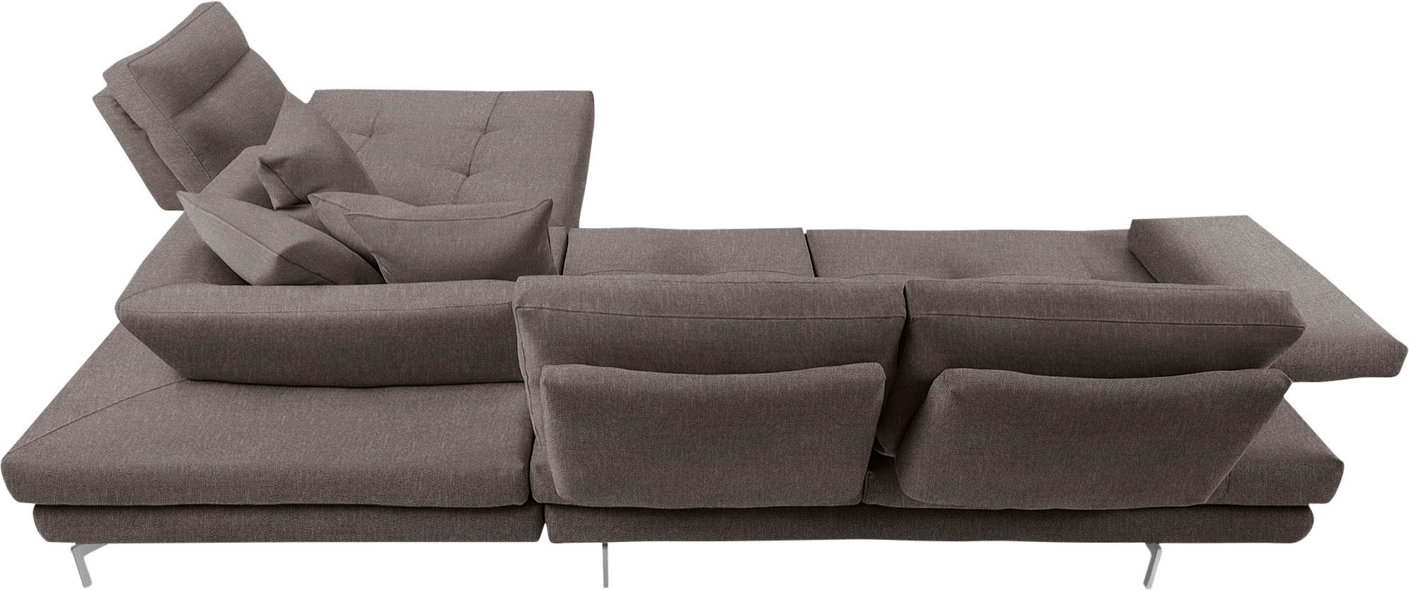 CALIA ITALIA Ecksofa »Toby Wing, L-Form, Designsofa mit sensationellem Sitzkomfort«, Sitztiefenverstell.,wahlw. mit Kissen-Set, Füße chrom glänzend