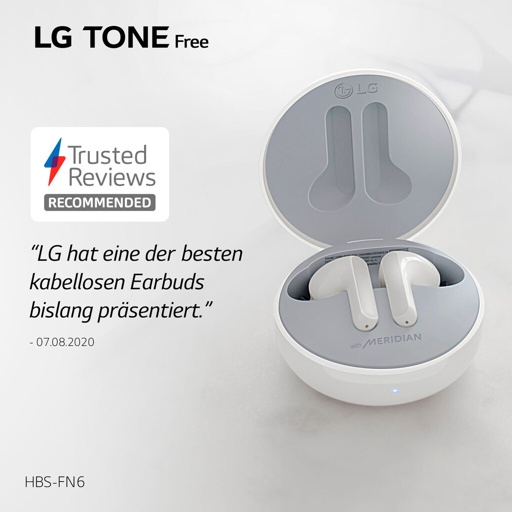 LG In-Ear-Kopfhörer »TONE Free FN6«, Bluetooth, True Wireless-Echo Noise Cancellation (ENC)-Noise-Reduction, MERIDIAN-Sound