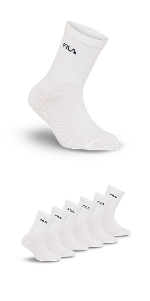 Fila Socken 6 Paar tlg. breites Rippenbündchen, Cotton-Mix, Unisex