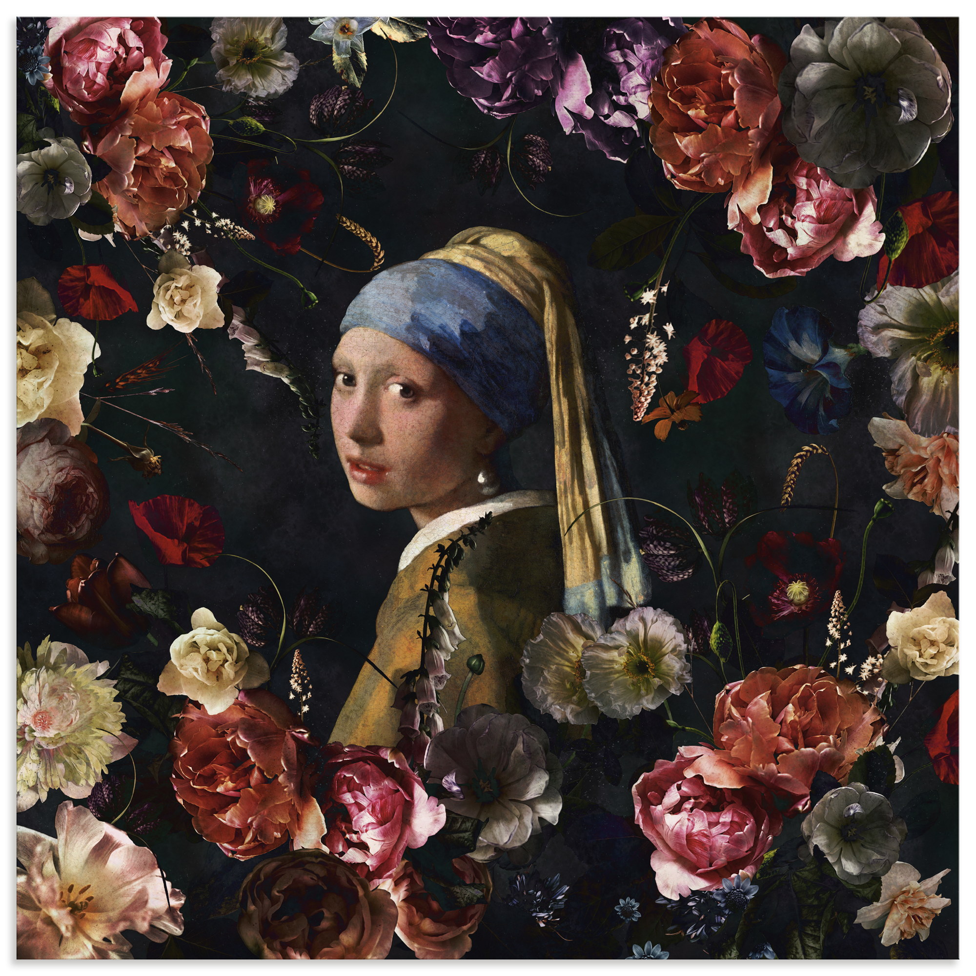 Artland Wandbild "Mädchen mit den Perlenohrring Adaption" Portrait 1 Stk. tlg. als Alubild, Leinwandbild, Poster, Wandaufkleber in verschied. Größen