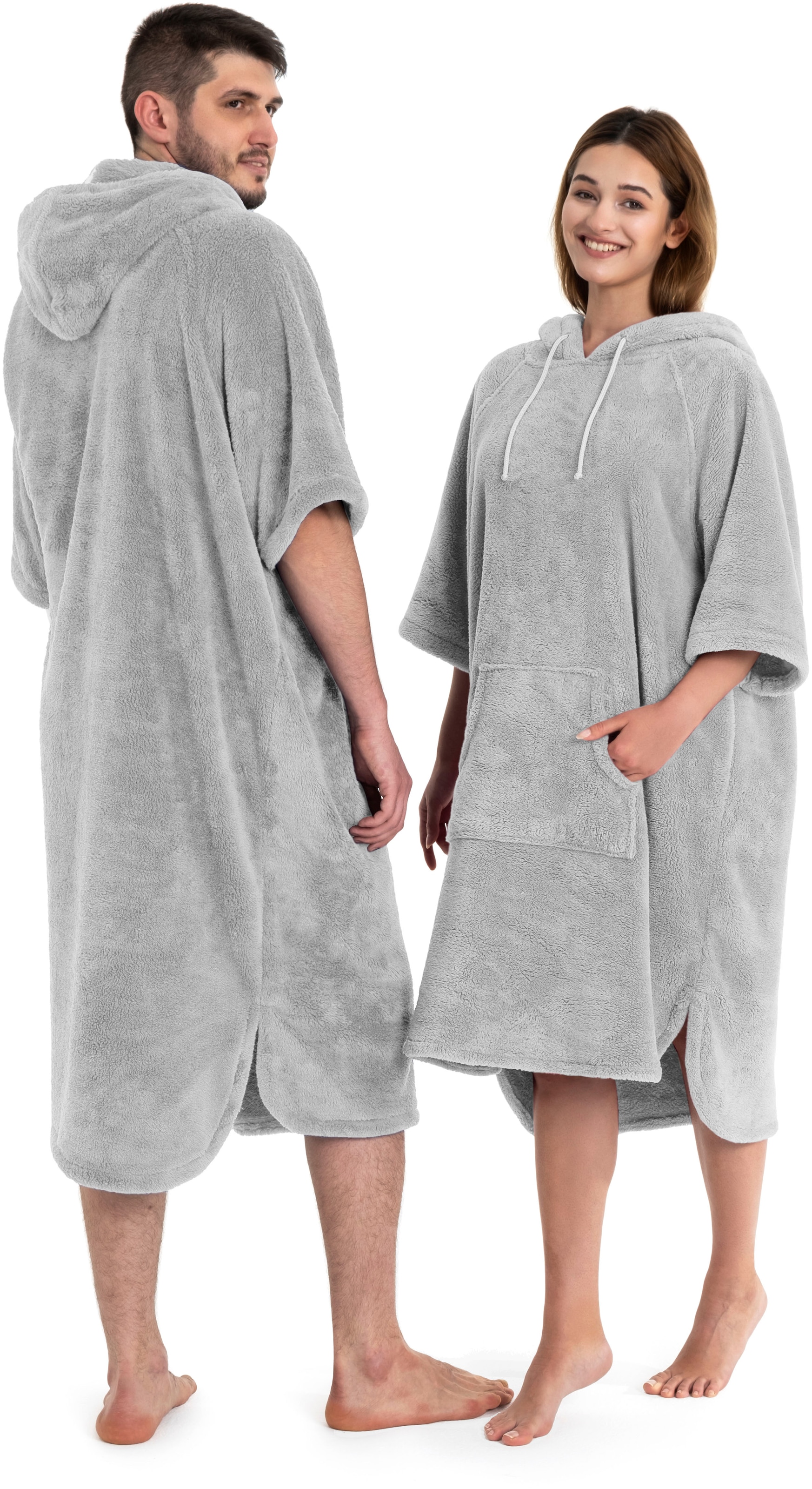 my home Badeponcho »Lillou, ideal für Sauna, Spa & im Urlaub«, (1 St.), weich und kuschelig, Fleece, Unisex, für Damen und Herren, Surfponcho