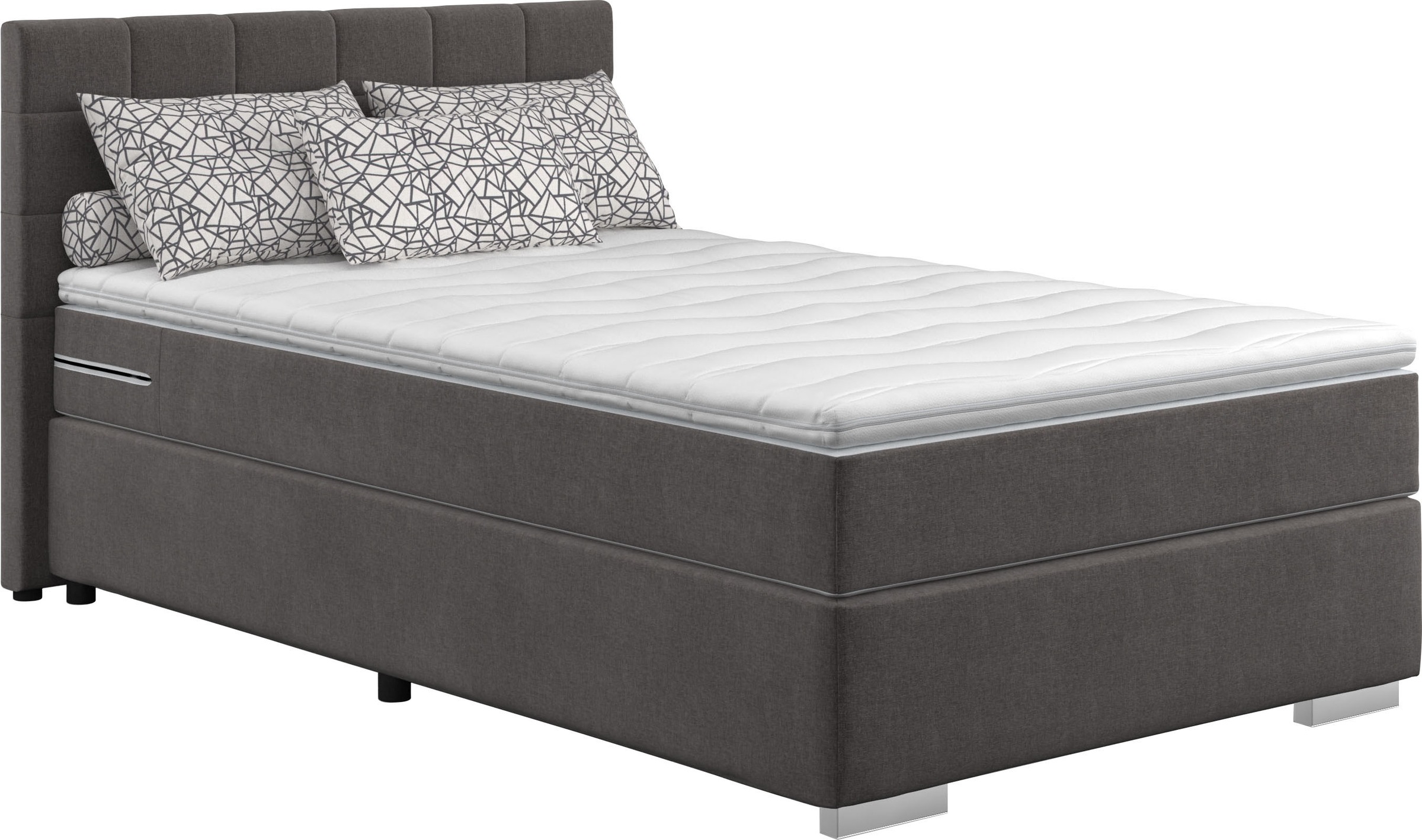 COTTA Boxspringbett "SIMBA, inkl. Taschenfederkernmatratze H3 oder H4 und Komforttopper" Strukturstoff-Bezug, Liegefläche wahlweise 120x200 bis 200x200 cm