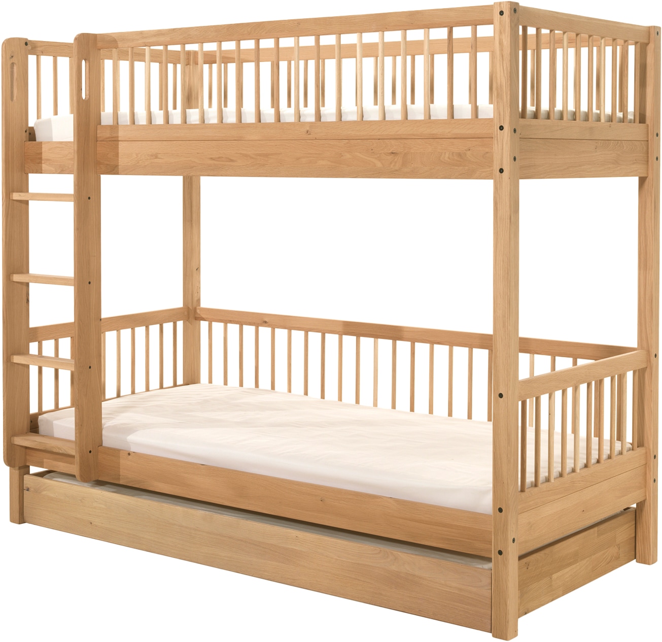 Home affaire Etagenbett, (Made in Europe), in Eiche geölt, 2 LF, m. Leiter u. RR, mit oder ohne Bettschublade