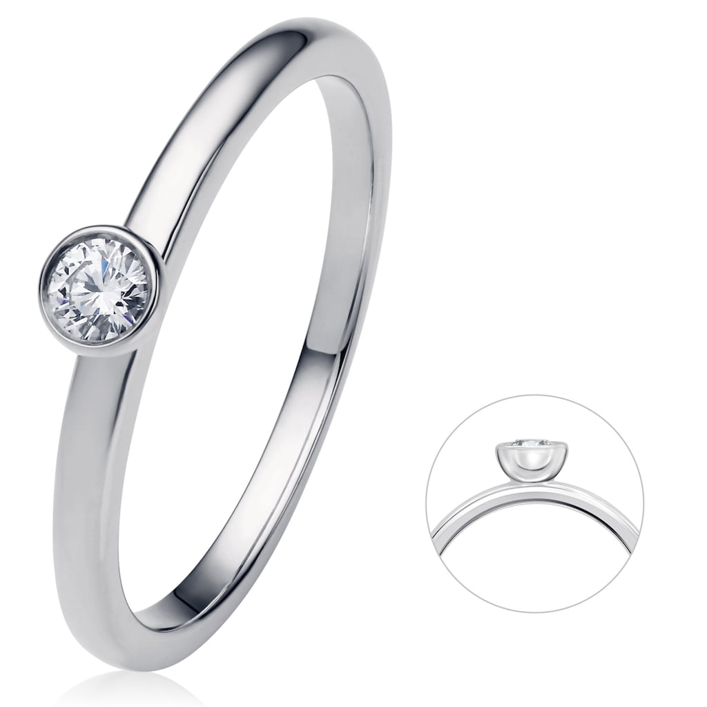 ONE ELEMENT Diamantring »0.1 ct Diamant Brillant Zarge Ring aus 585 Weißgold«, Damen Gold Schmuck Zarge