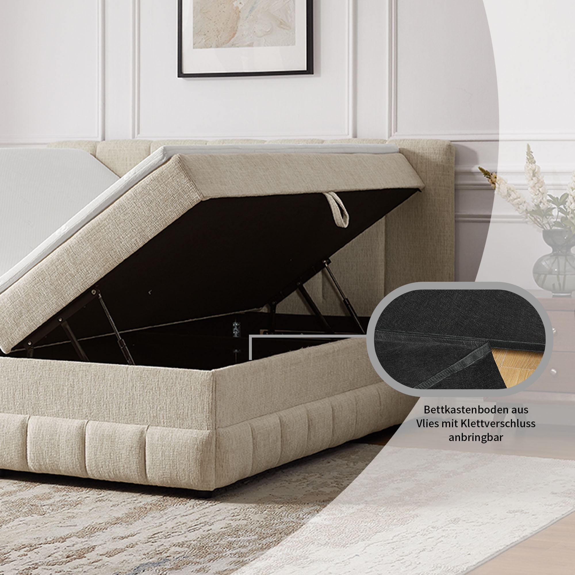 OTTO home Boxbett »Likely inkl. Bettkasten, Liegefläche 180x200 cm, in Boxspring-Optik« inkl. Topper, erhältlich in verschiedenen Farben