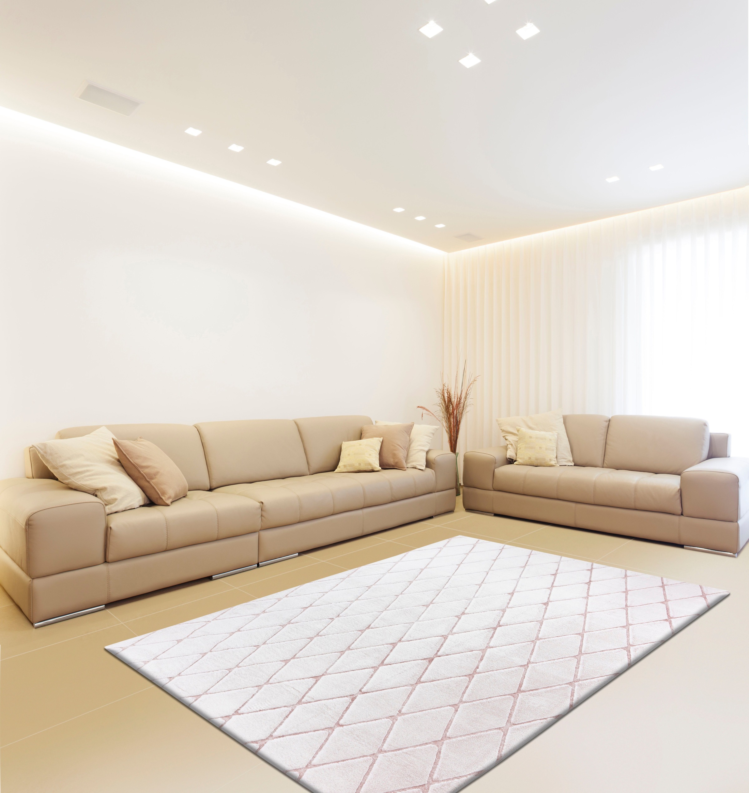 calo-deluxe Teppich »Jardan-2000«, rechteckig, 20 mm Höhe, besonders weich durch Microfaser, Rauten-Design