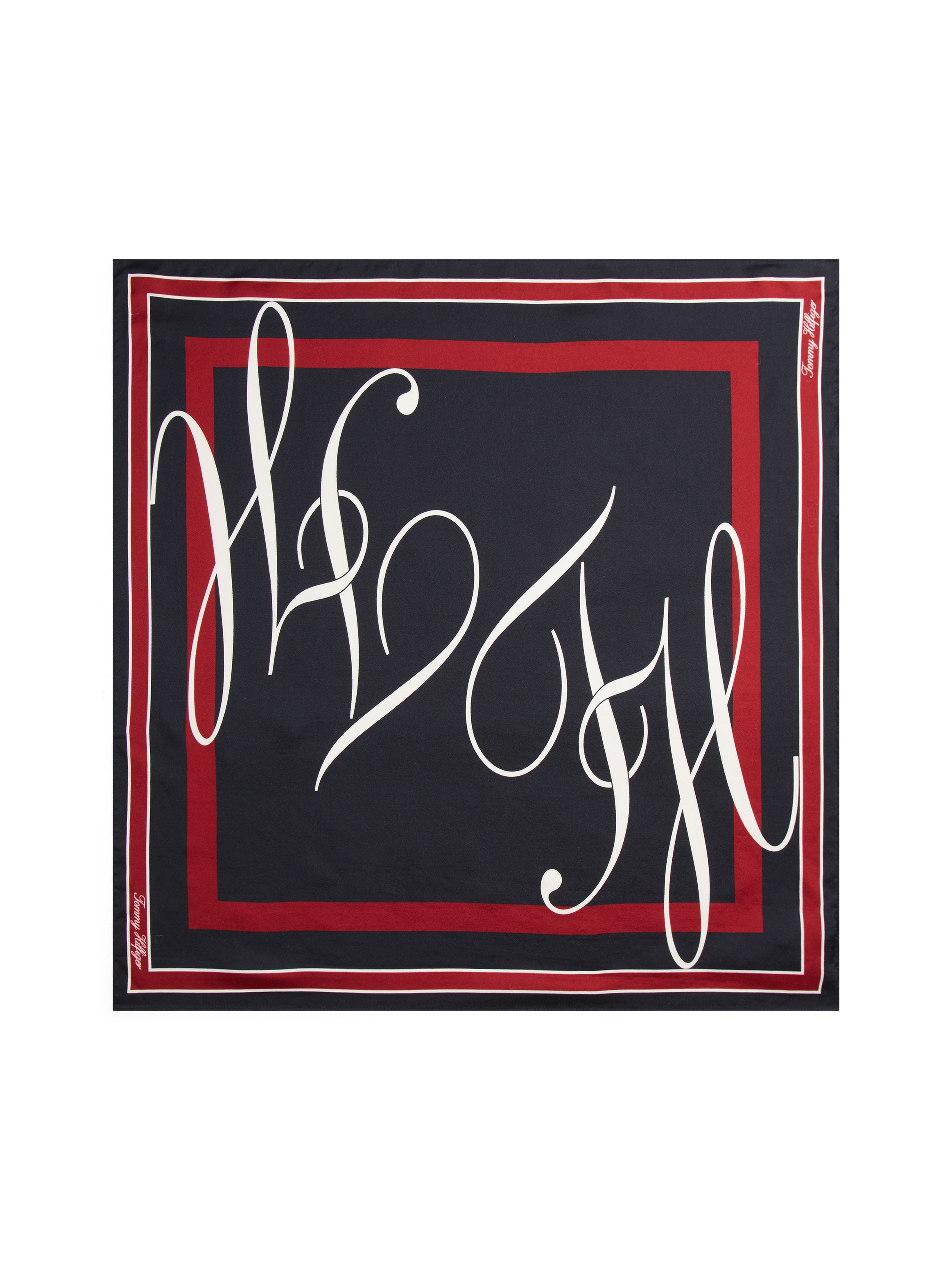 Tommy Hilfiger Halstuch »TH HERITAGE SCRIPT SILK SCARF«, quadratisch, aus reiner Seide mit Logo, Maße 50 xs0 cm