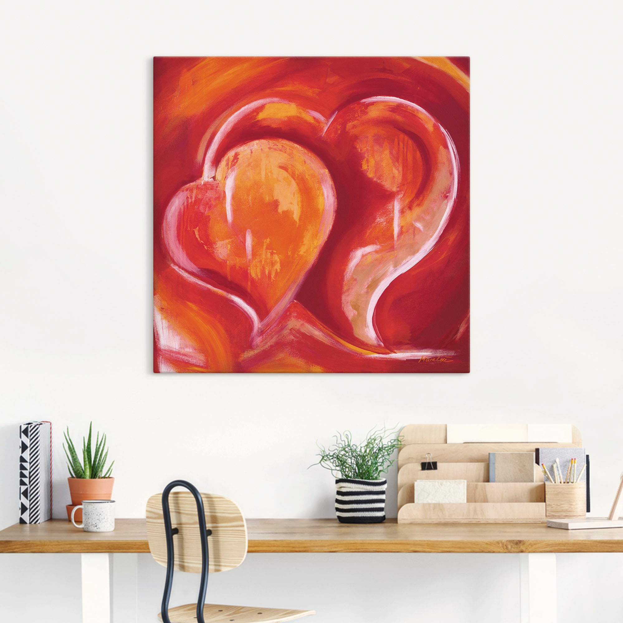 Artland Wandbild "Abstrakte Herzen - Rot" Herzbilder 1 Stk. tlg. als Leinwa günstig online kaufen