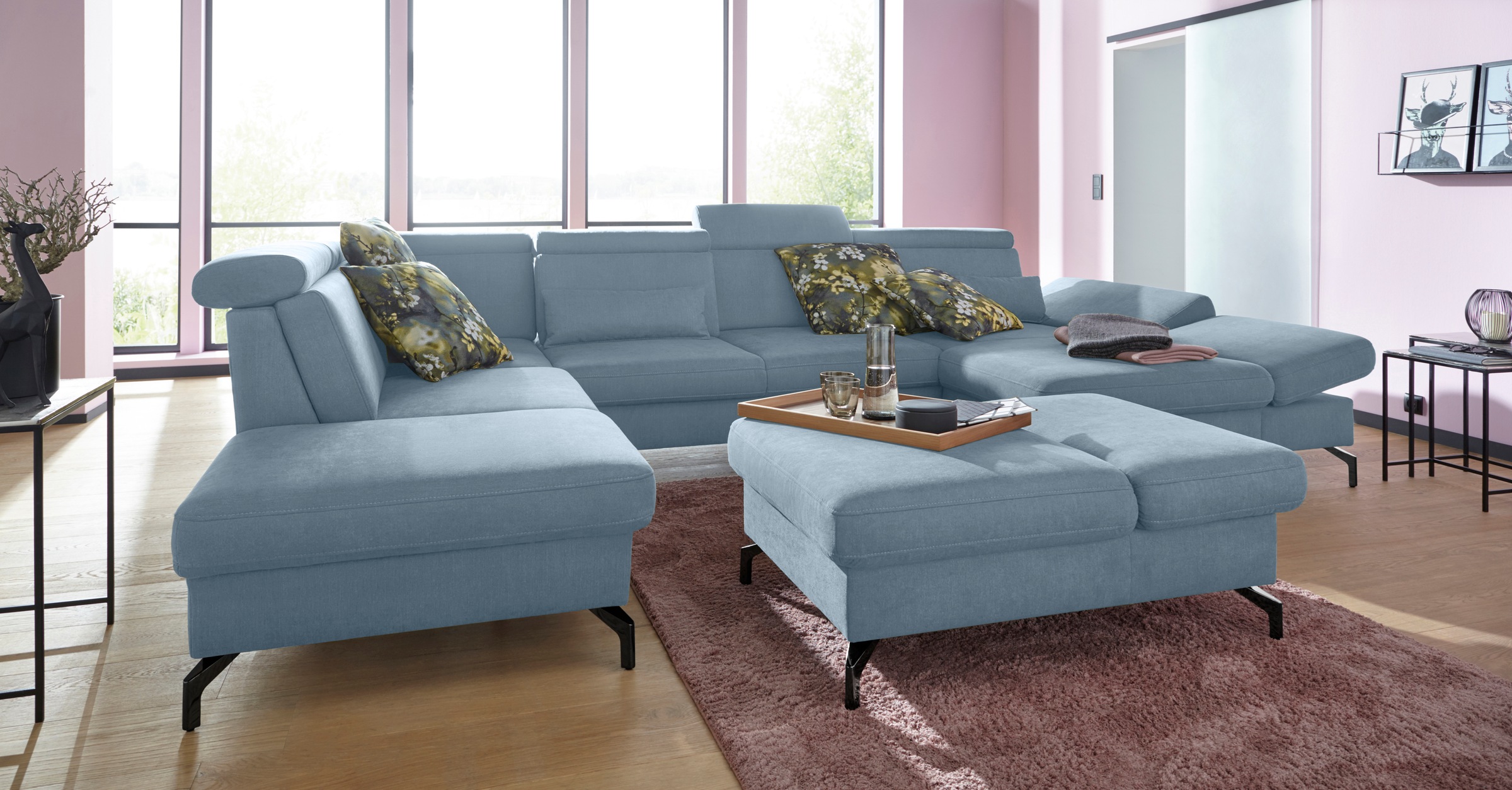 sit&more Wohnlandschaft »Brisbane U-Form«, Fußhöhe 12 cm, inklusive Sitztiefen-, Armteil- und Kopfteilverstellung