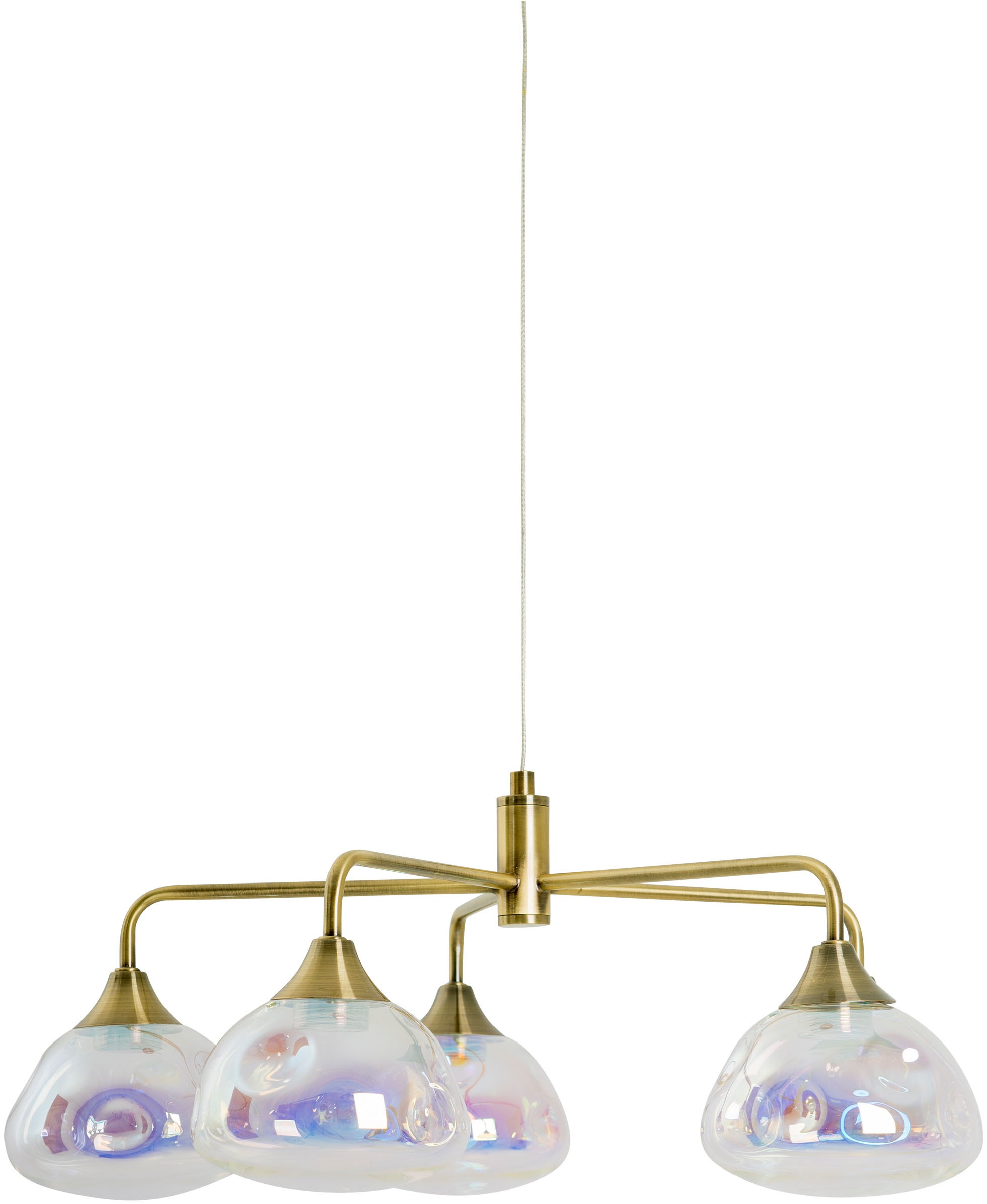 näve LED Pendelleuchte »Varna«, 5 flammig, Leuchtmittel LED-Modul | LED wechselbar, 5 flg., irisierende Gläser, Gestell messingfarben, warmweißes Licht