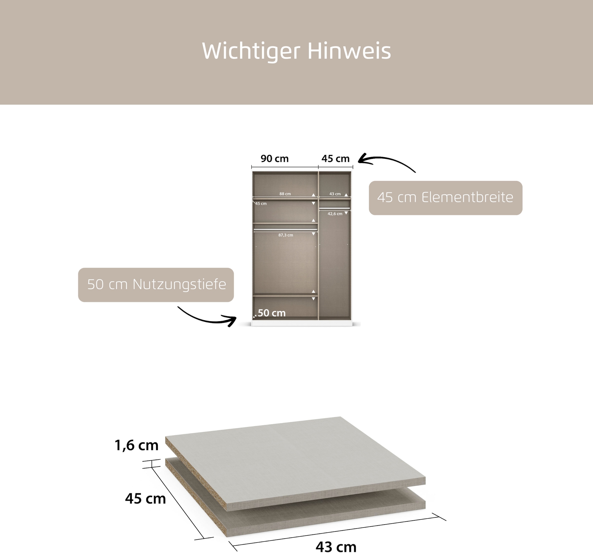 rauch Einlegeboden »Zubehör für Rauch-Drehtürenschränke ORANGE«, 2er-Set Breite 43 cm, Tiefe 45 cm