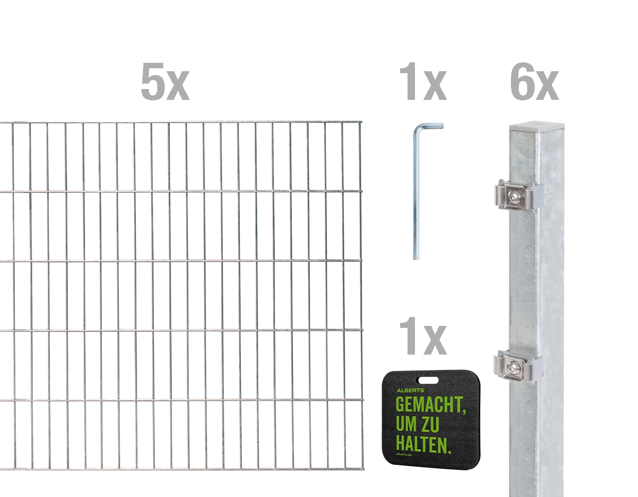 Alberts Doppelstabmattenzaun "Grundset" Höhe: 80-200 cm, Gesamtlänge: 4-30 m, zum Einbetonieren