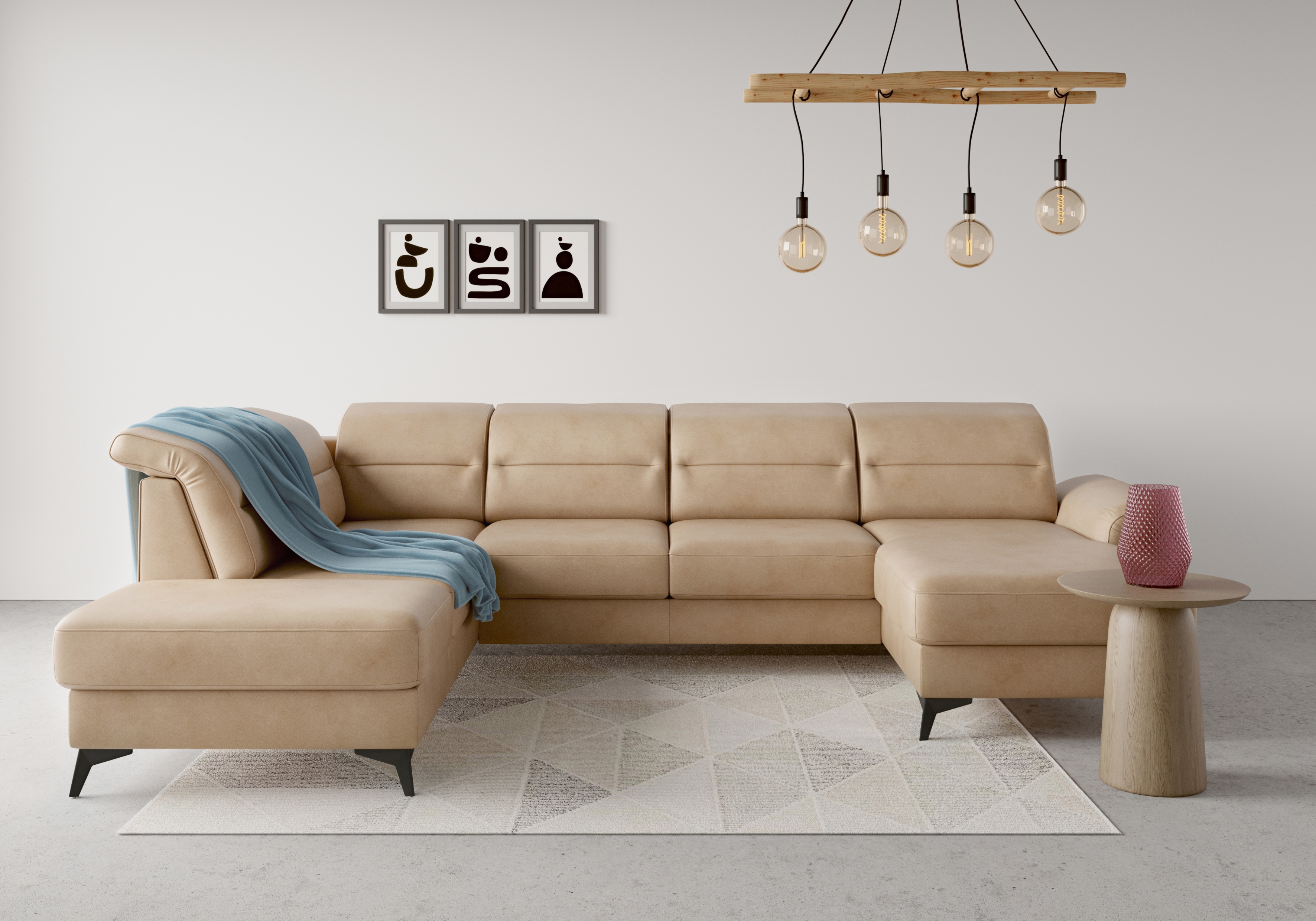 sit&more Wohnlandschaft "Sinatra U-Form" optional mit Kopfteilverstellung und Armteilfunktion, Metallfüße