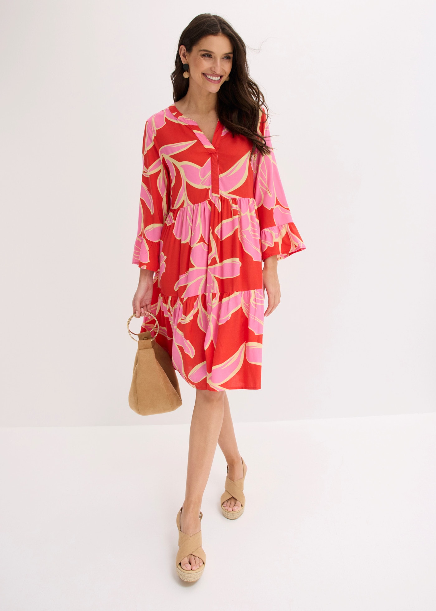 bonprix Tunikakleid figurumspielende Passform, mit trendigem Muster, Sommerkleid