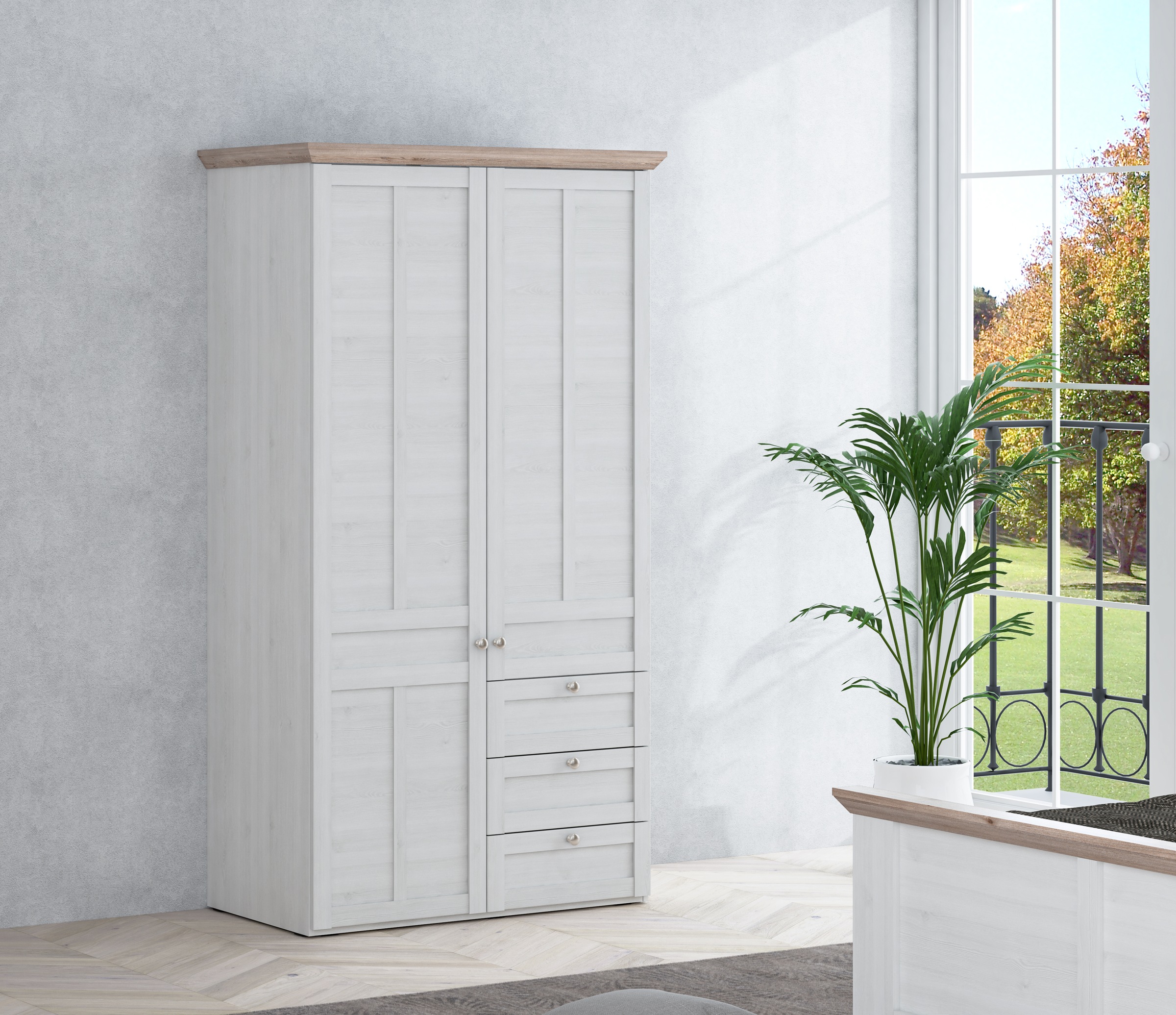 FORTE Kleiderschrank "Iloppa, Schlafzimmerschrank im Landhausstil" Maße: B/ günstig online kaufen