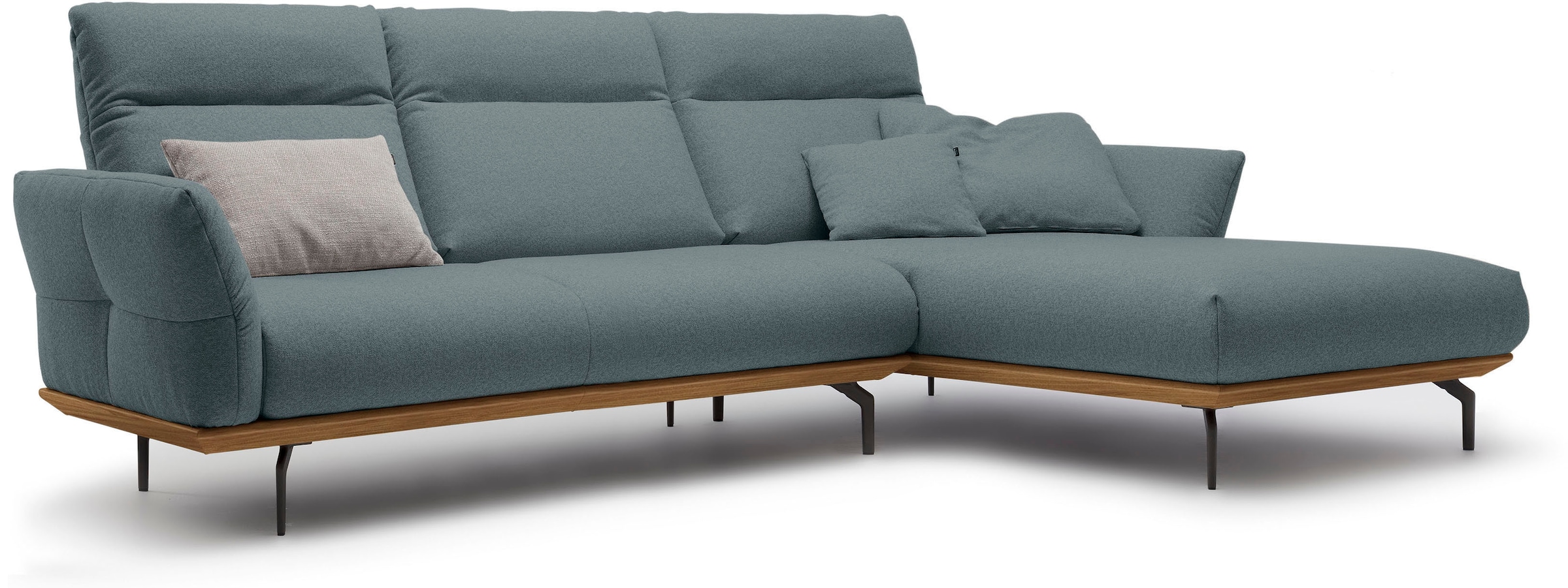 hülsta sofa Ecksofa »hs.460«, Sockel in Nussbaum, Winkelfüße in Umbragrau, Breite 298 cm