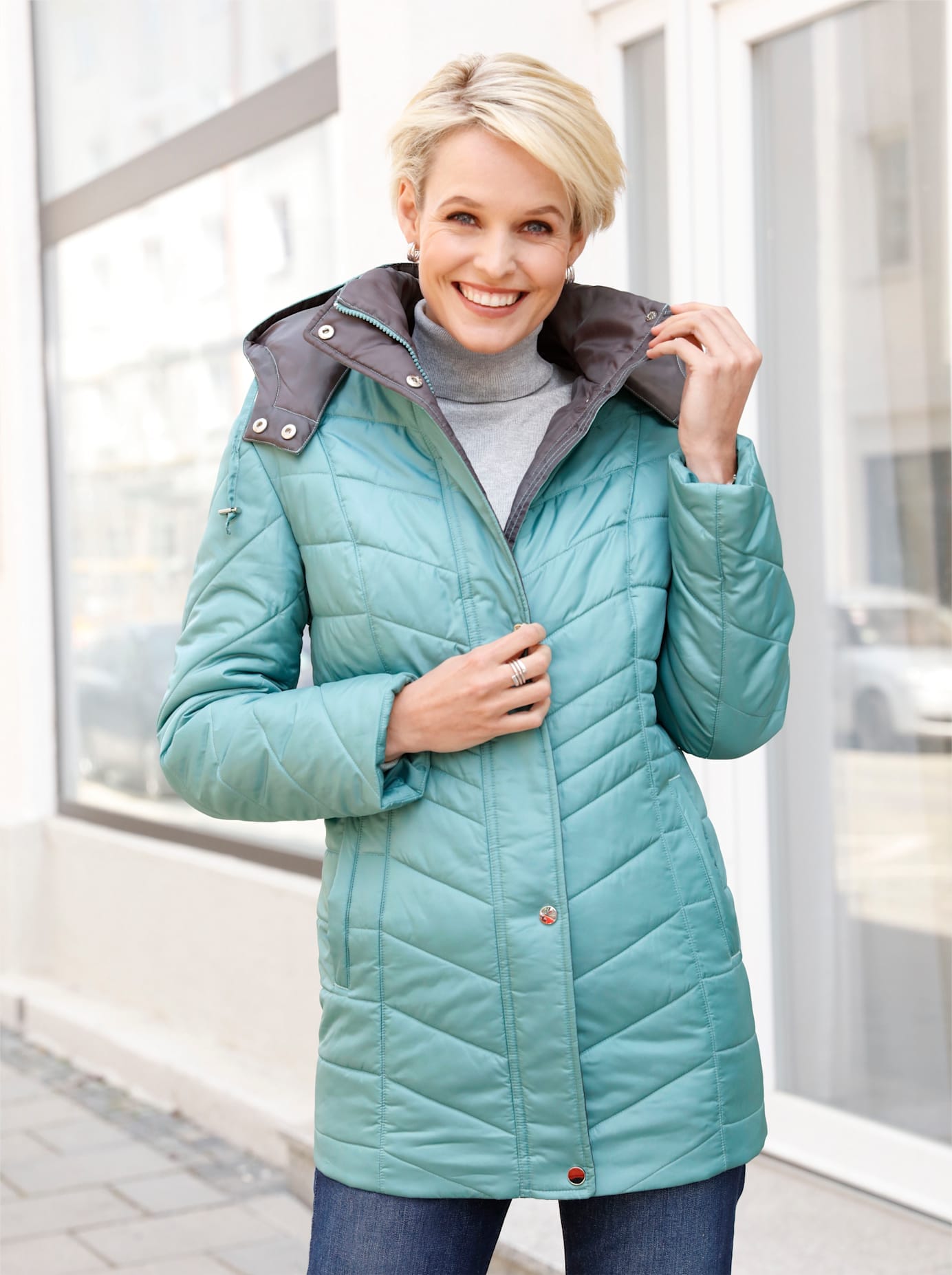 Classic Basics Steppjacke, mit Kapuze