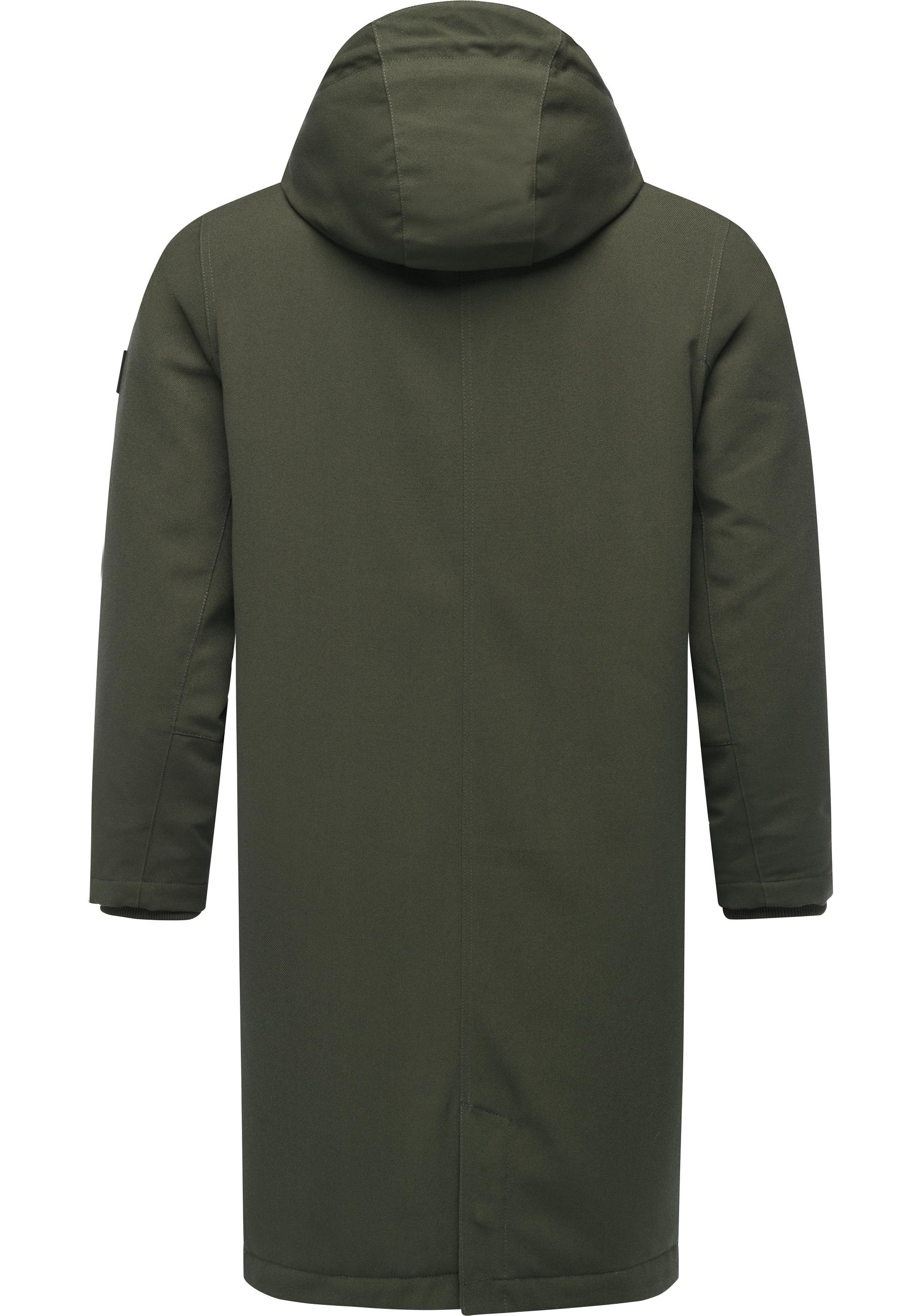 Ragwear Wintermantel »Mr Them Long«, lange wasserdichte Herren Winterjacke mit Kapuze