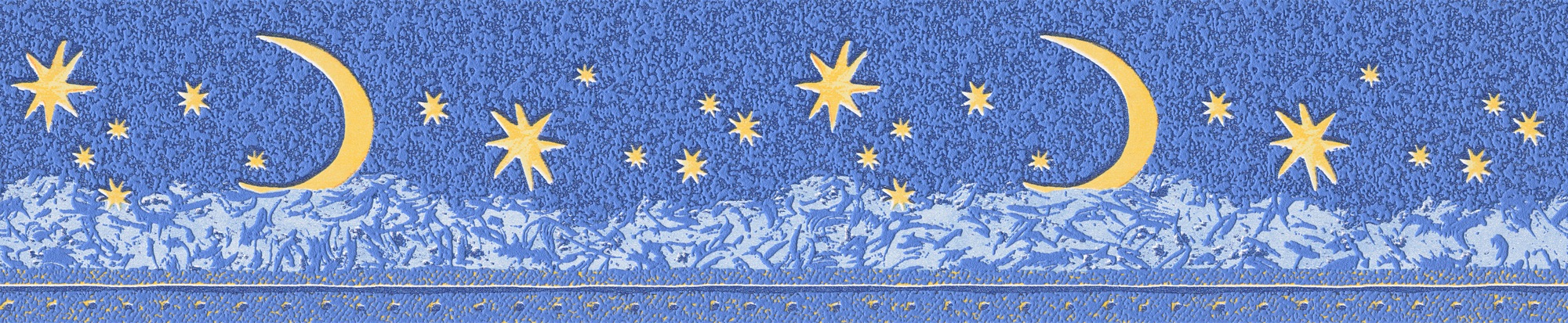 A.S. Création Bordüre »Only Borders 11«, Motiv-gemustert, Tapete Bordüre Sterne Blau Gelb mit Blumen