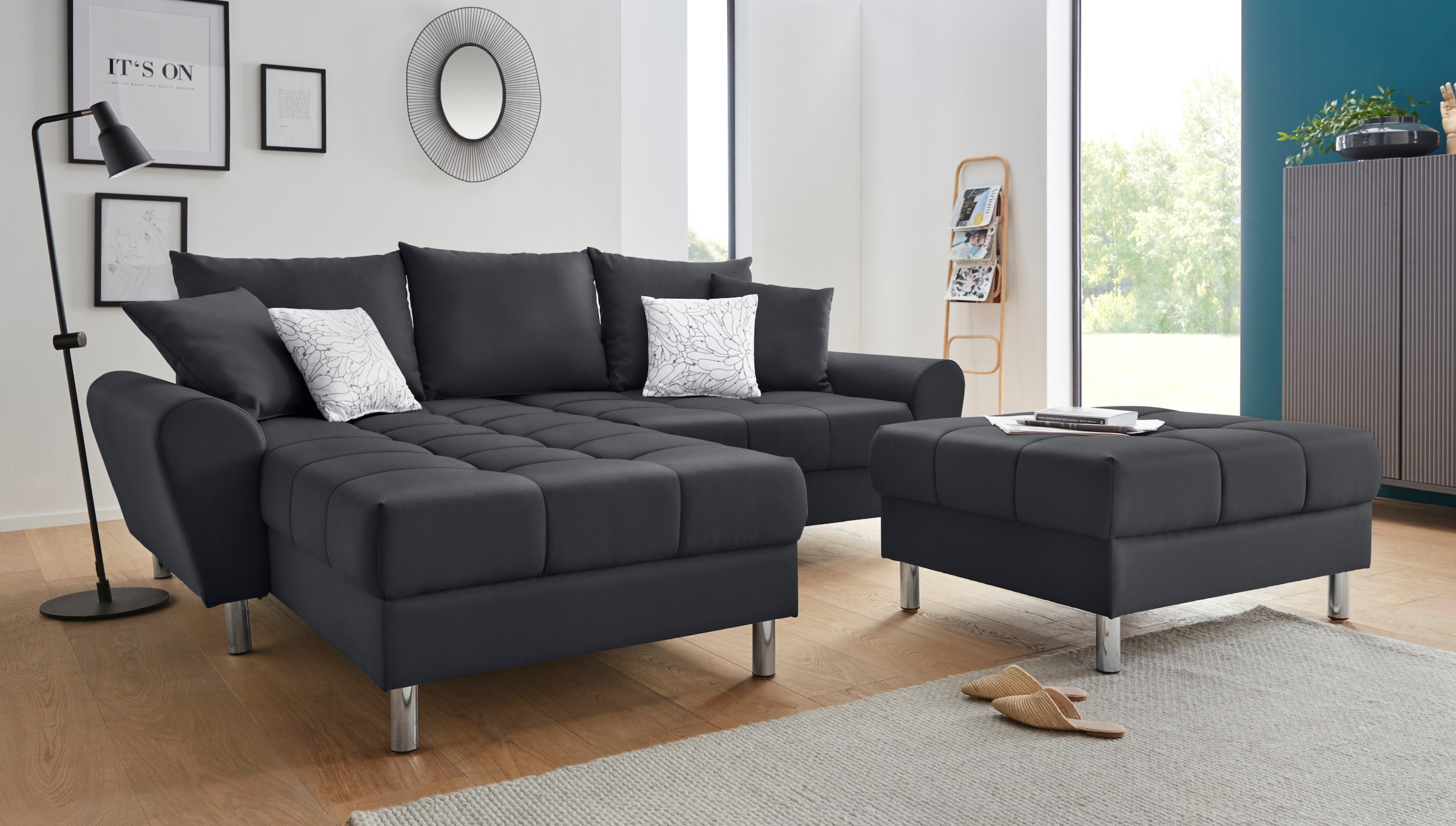 COLLECTION AB Ecksofa »Rada L-Form«, inklusive Hocker, Bettfunktion und Federkern