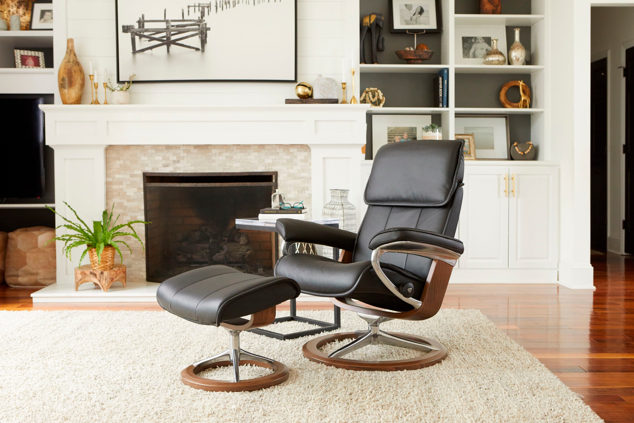 Stressless® Relaxsessel »Admiral«, (Set, Relaxsessel inkl. Hocker), mit Signature Base, Größe M & L, Gestell Braun