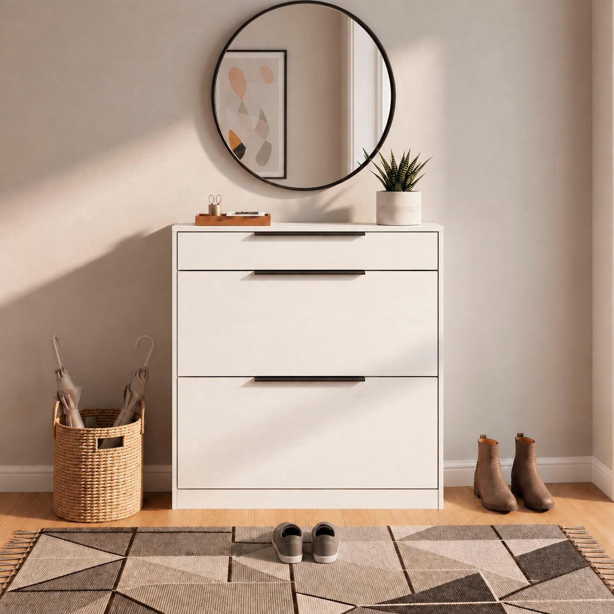 borchardt Möbel Schuhschrank »Tom, Breite 89cm, bis Schuhgröße 44« Metallgriffe, 1 Schubfach, 2 Klappen